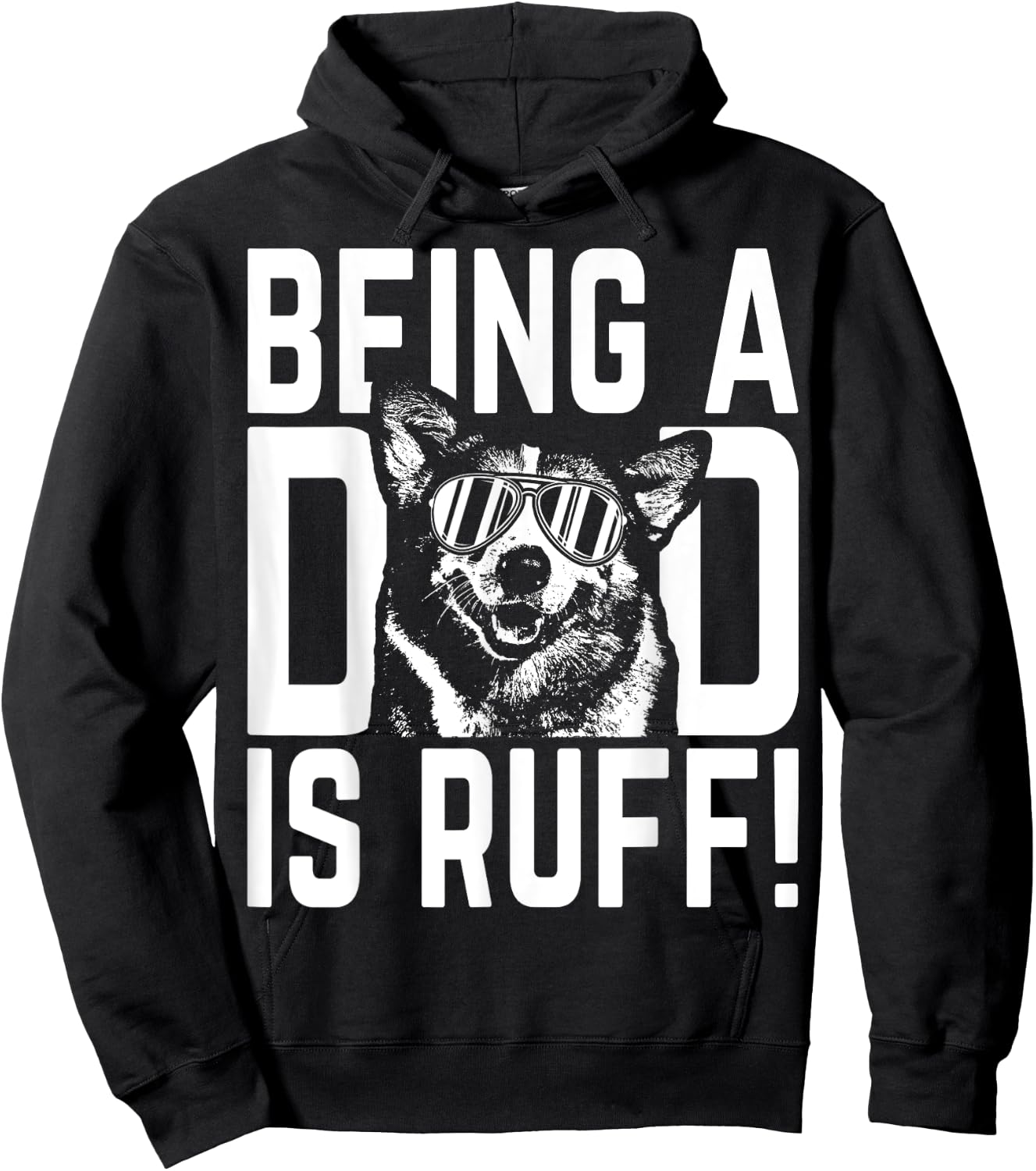Being a Dad is Ruff Corgi Pup Dad Hoodie - Hoodie | Black
