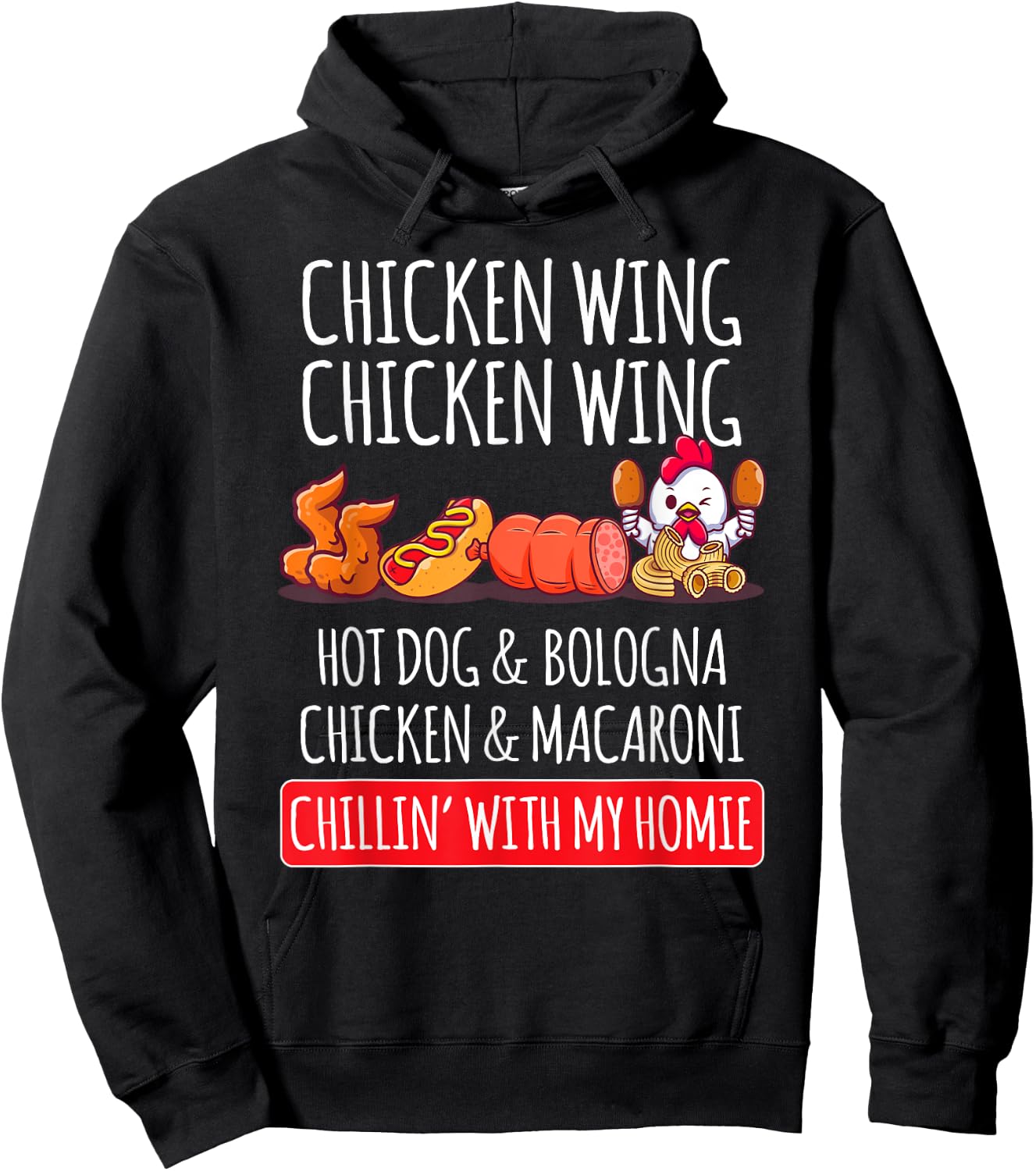 Chicken Wing Chicken Wing Hot Dog And Bologna Hoodie - Hoodie | Black