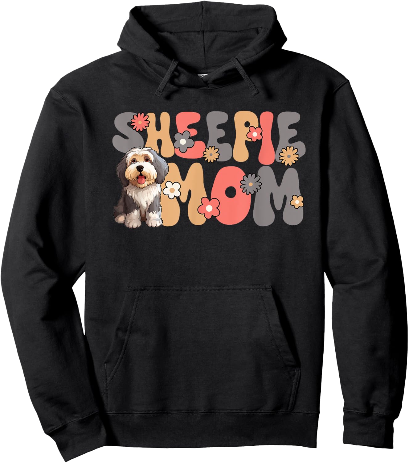 Old English Sheepdog Groovy World's Best Sheepie Mom Hoodie - Hoodie | Black