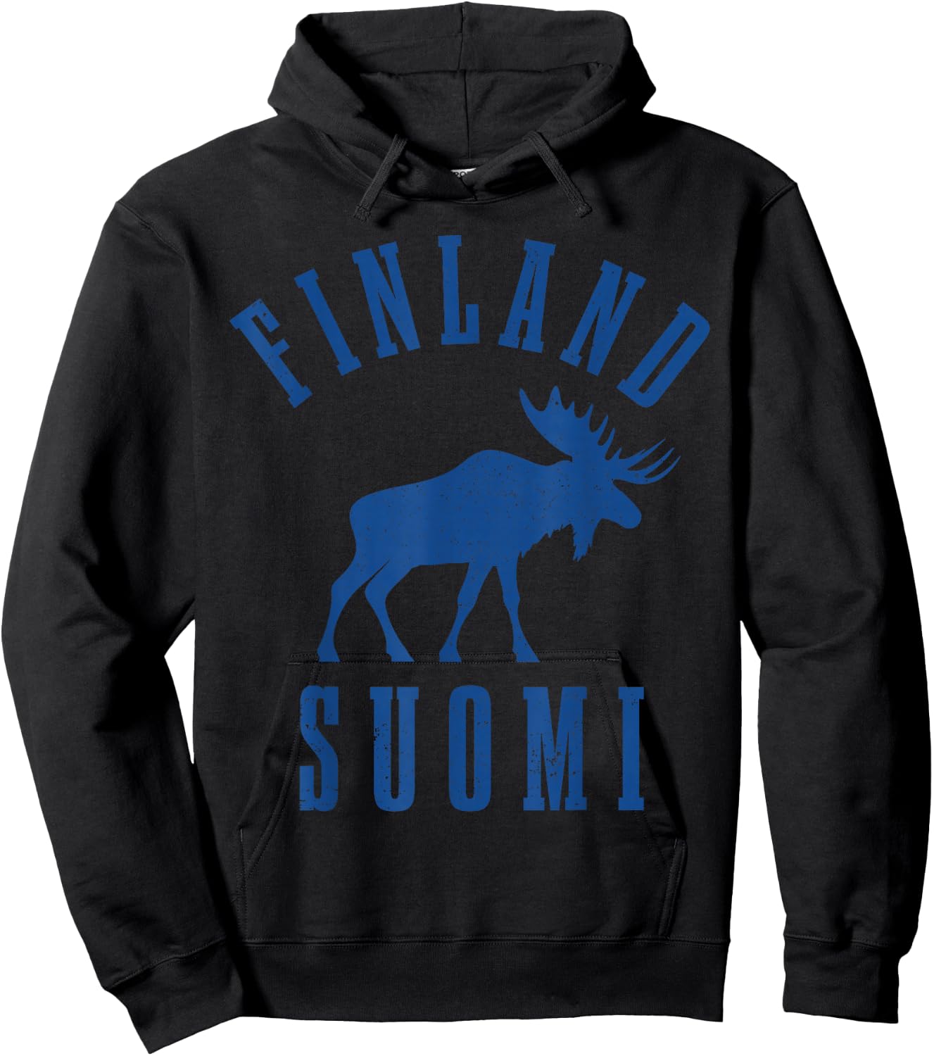 Finland Suomi Moose Finnish Finn Sisu Souvenir Vintage Hoodie - Hoodie | Black
