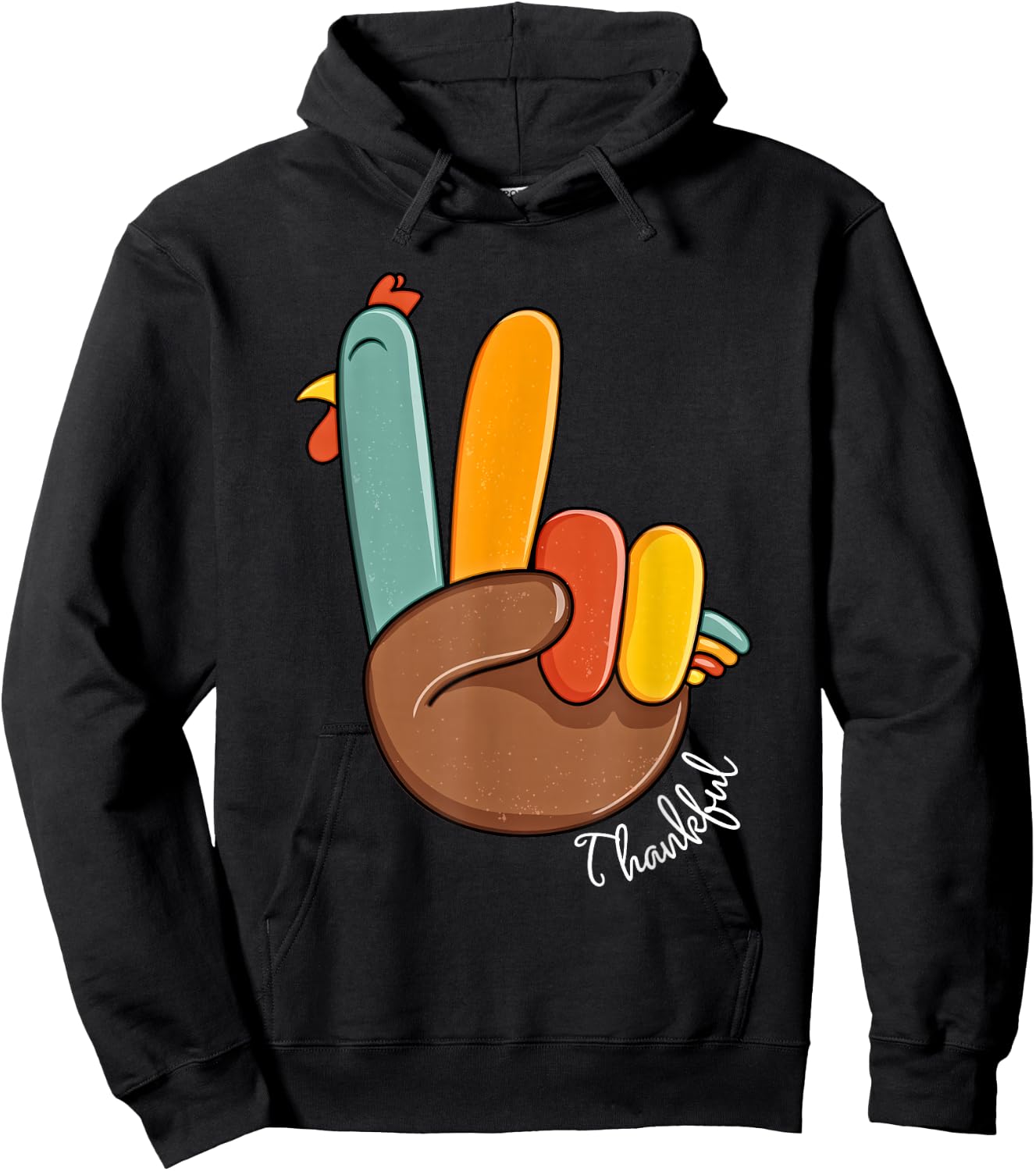 Peace Sign Turkey Hand Cool Thanksgiving Hippie - Men Women Hoodie - Hoodie | Black
