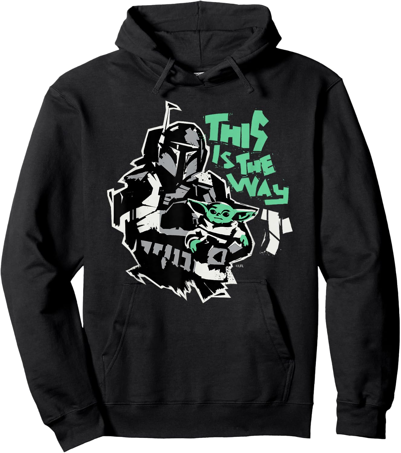 Star Wars The Mandalorian and Grogu This is the Way Raw Hoodie - Hoodie | Black