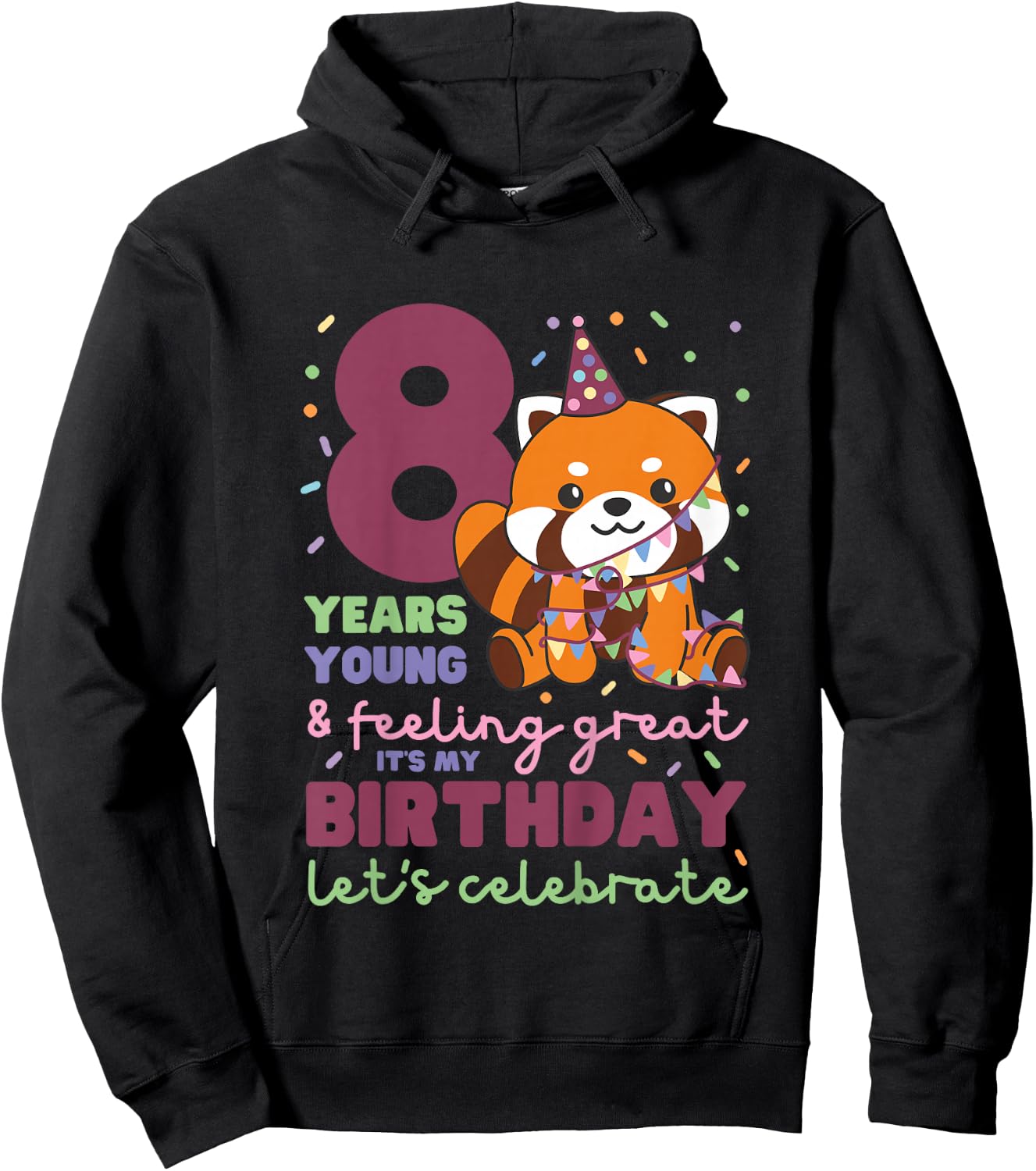 Kinder Roter Panda zum 8. Geburtstag für Kinder acht Jahre alt Hoodie - Hoodie | Black