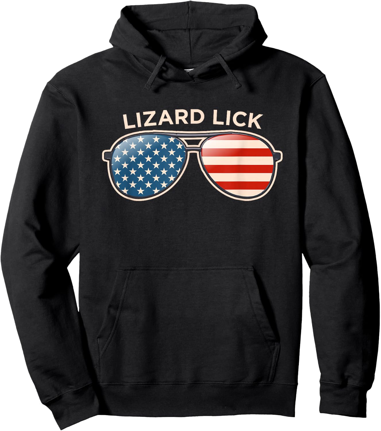Lizard Lick, NC Vintage US Flag Sunglasses Hoodie - Hoodie | Black