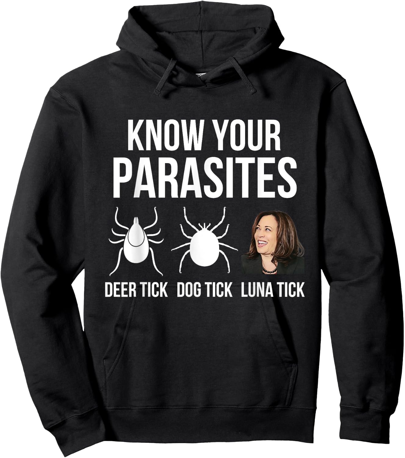 Know Your Parasites, Anti Kamala Harris Funny Political Hoodie - Hoodie | Black