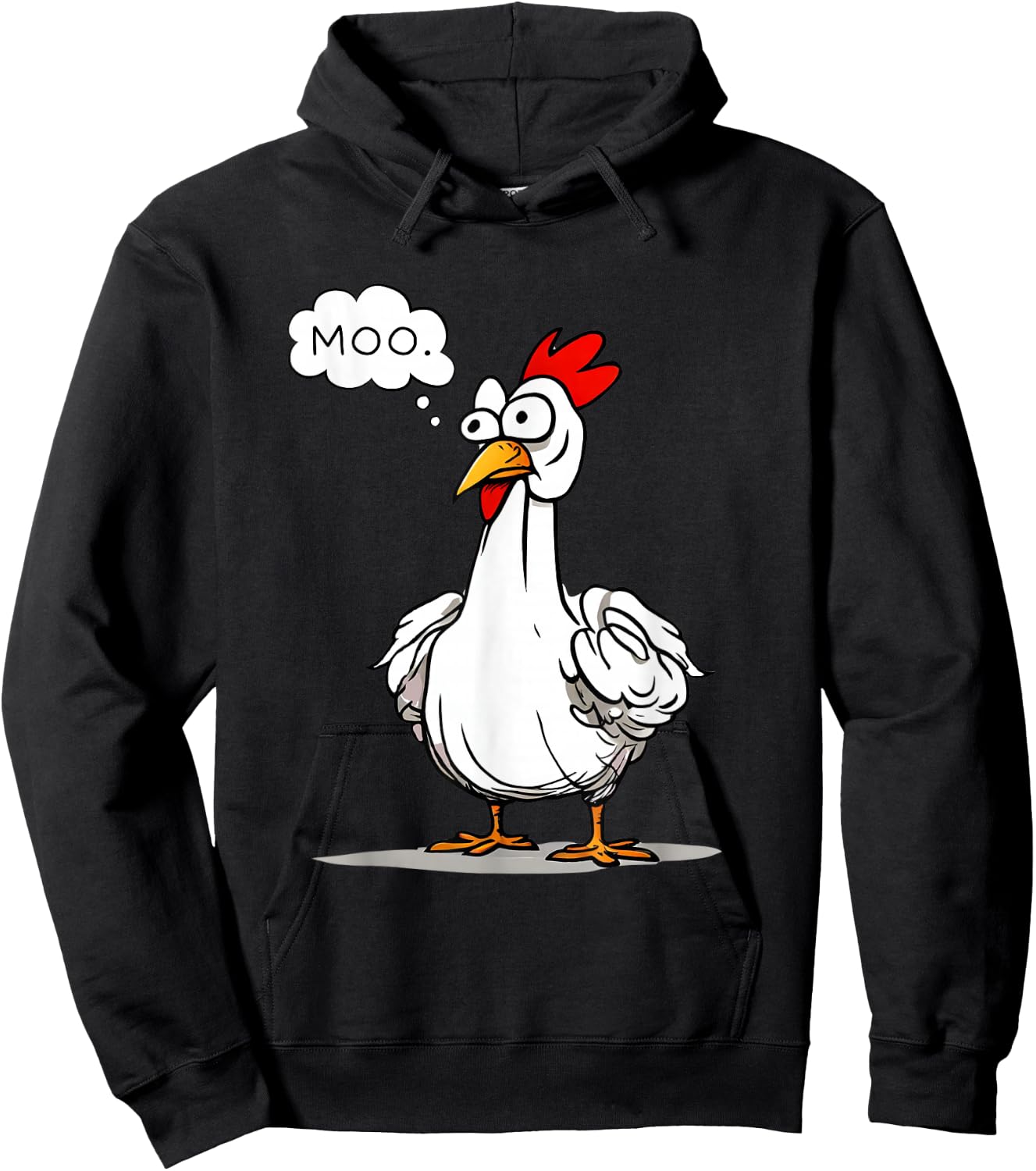 Moo Chicken Shirt Funny Silly Chick Says Moo Cow Sound Hoodie - Hoodie | Black
