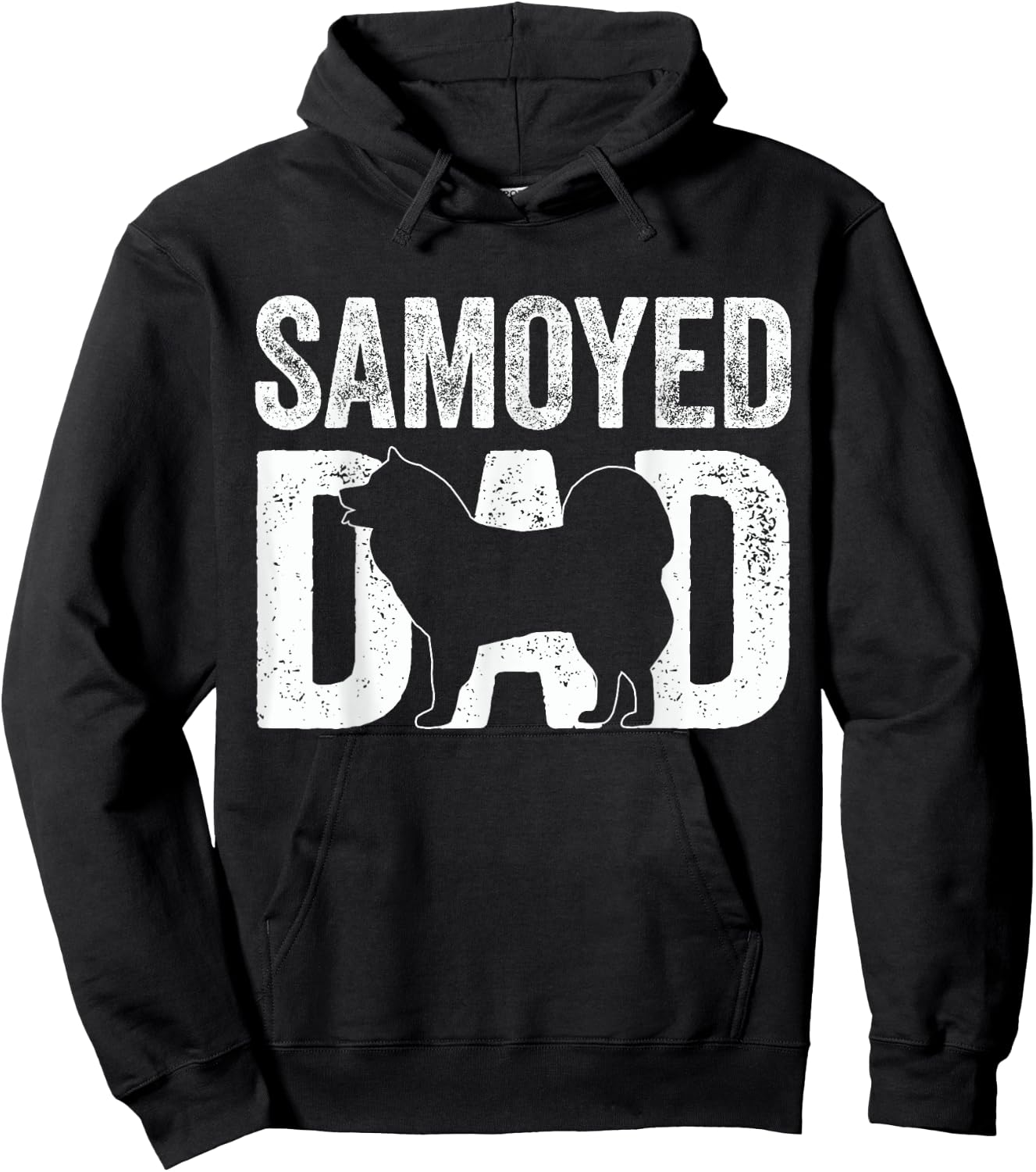 Retro Samoyed Dad Papa Father's Day Samoyed Silhouette Hoodie - Hoodie | Black