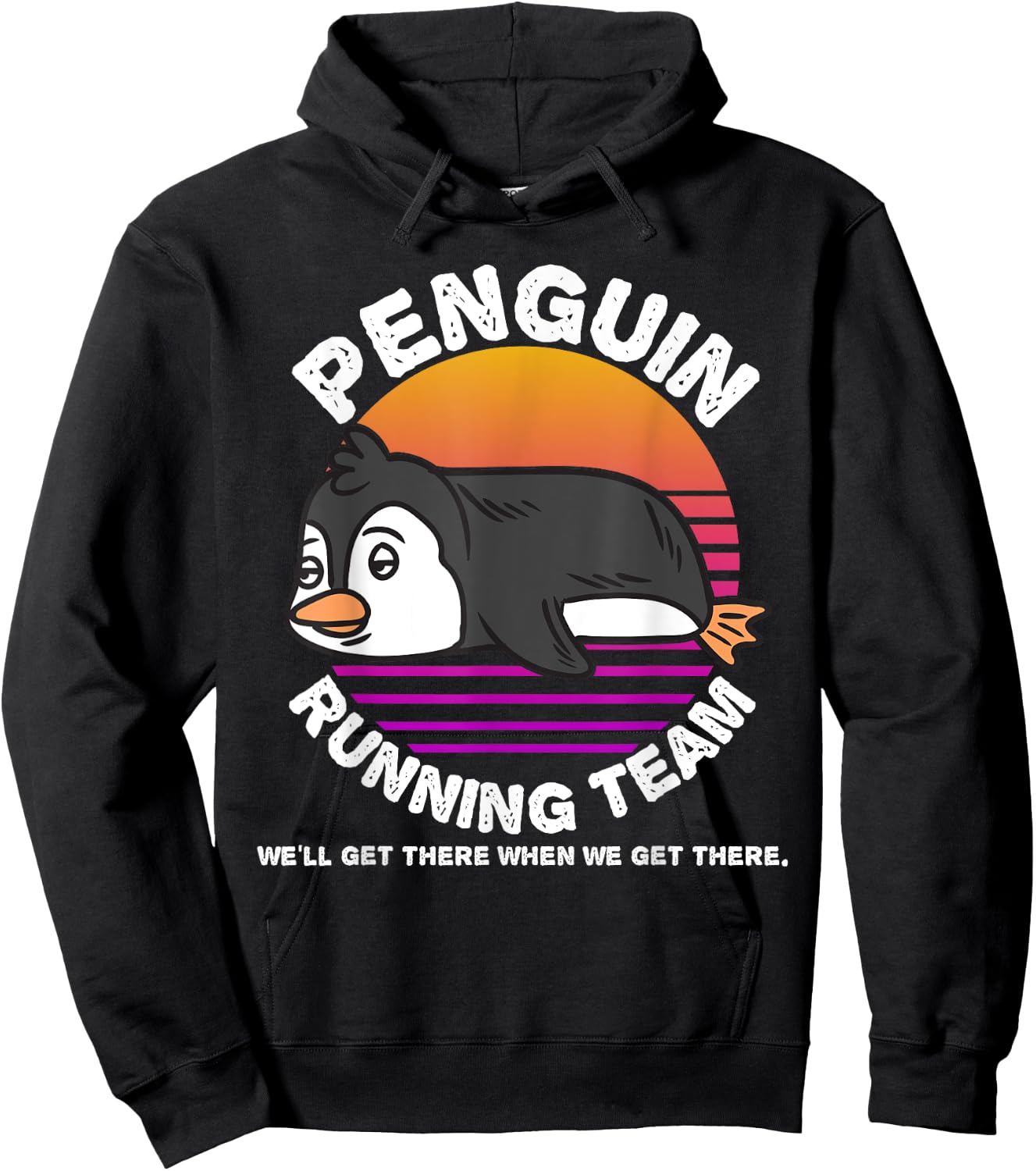Funny Penguin Running Team Shirt Kids Men Women Gift Hoodie - Hoodie | Black