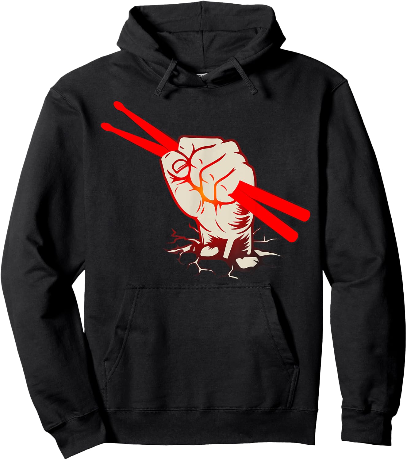 Vintage Drummer Retro Distressed Drum Sticks Hand Hoodie - Hoodie | Black