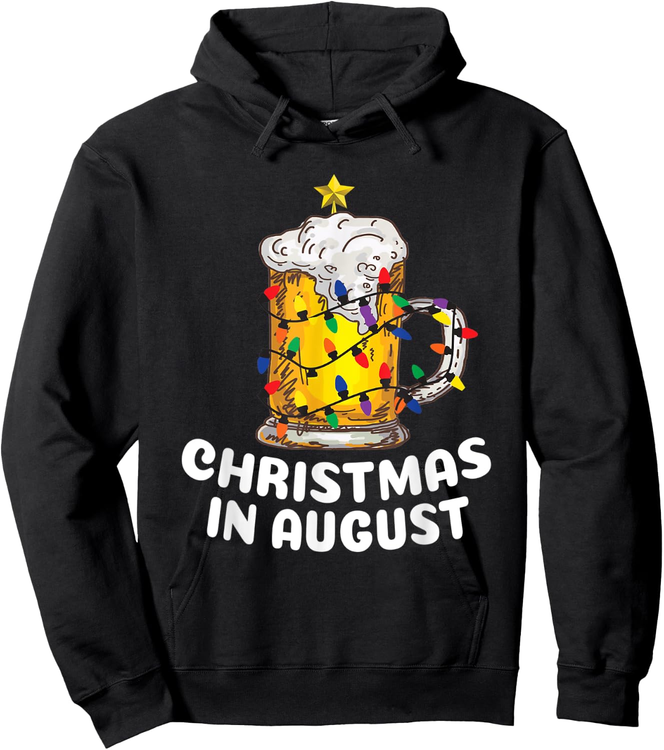 Awesome Beer Xmas Tree Summer For Christmas In August Men Women Hoodie - Hoodie | Black