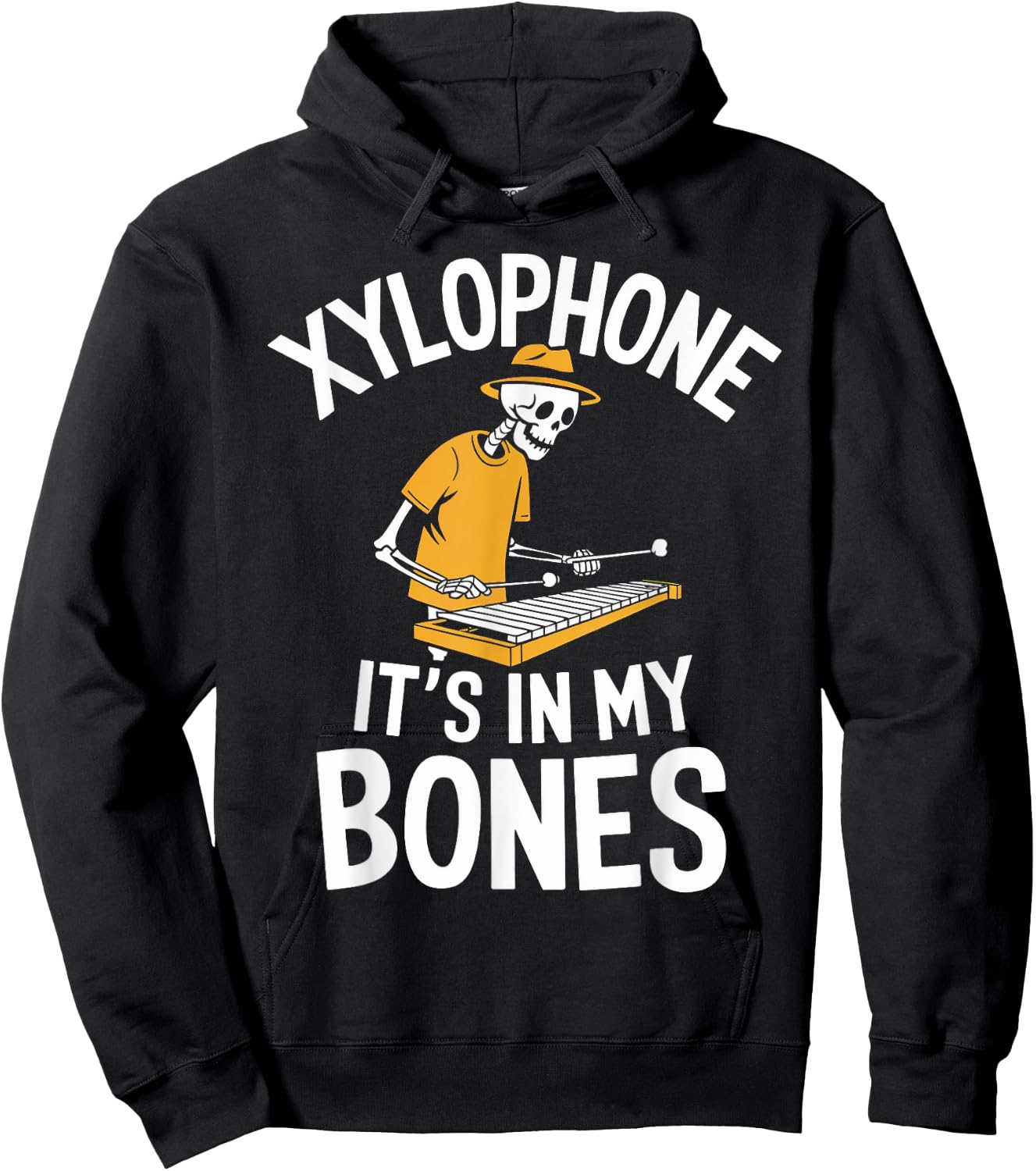 Funny Xylophonist Skeleton Playing Xylophone Hoodie - Hoodie | Black