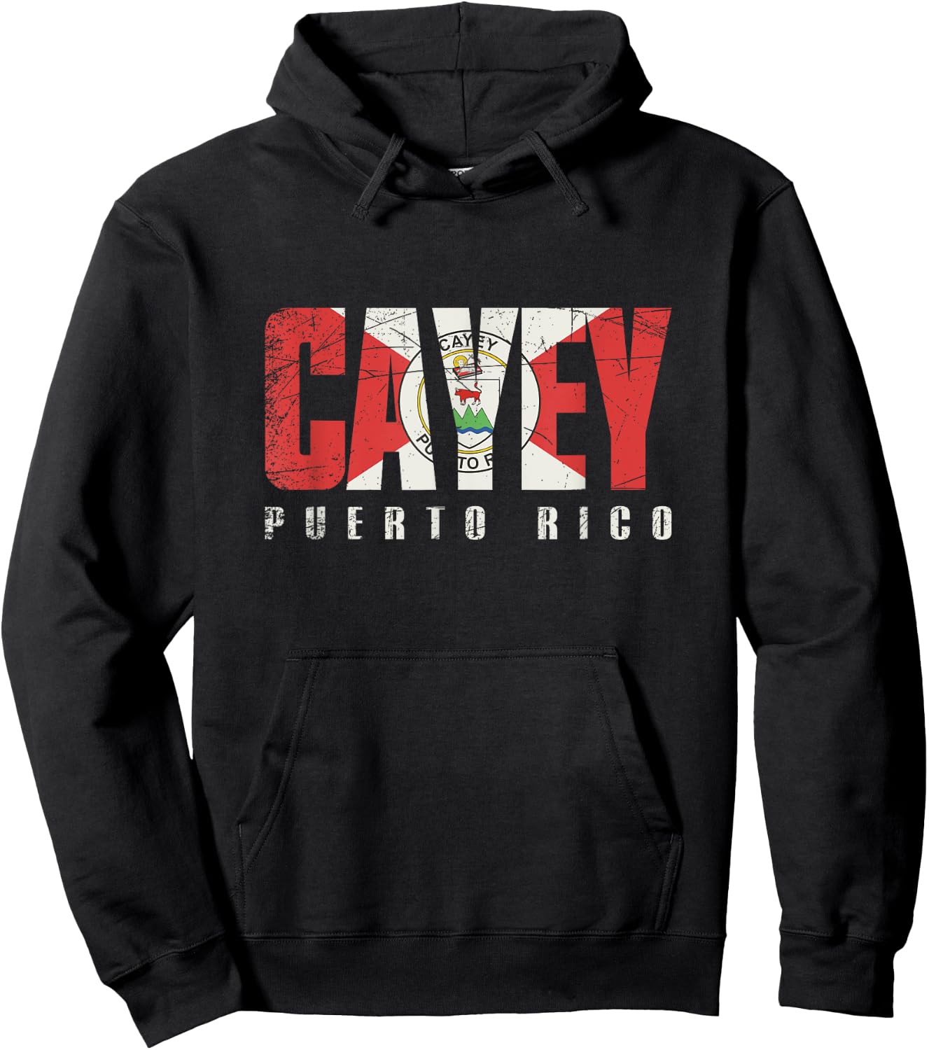 Cayey City in Puerto Rico, Cayey Flag Hoodie - Hoodie | Black