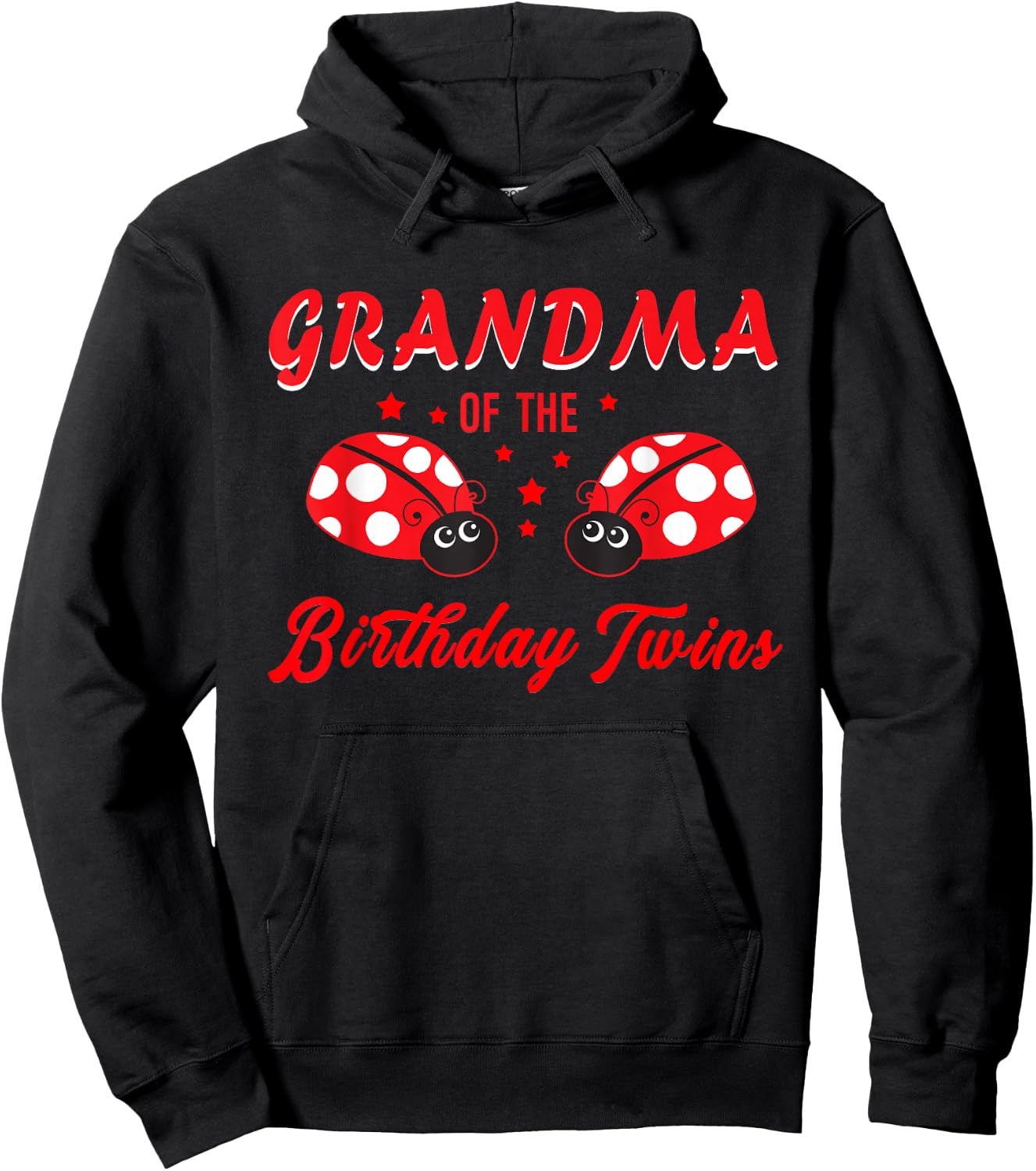 Grandma Of The Birthday Twins Ladybug Birthday Of Twin Girls Hoodie - Hoodie | Black