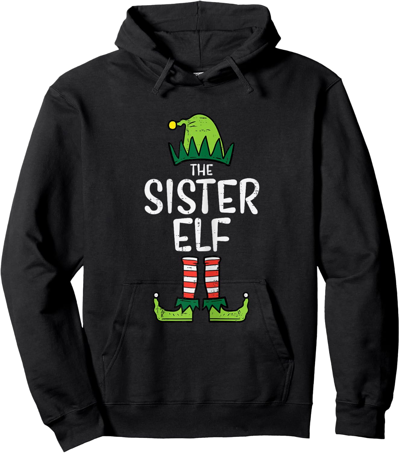Sister Elf Xmas PJs Matching Christmas Pajamas For Family Hoodie - Hoodie | Black
