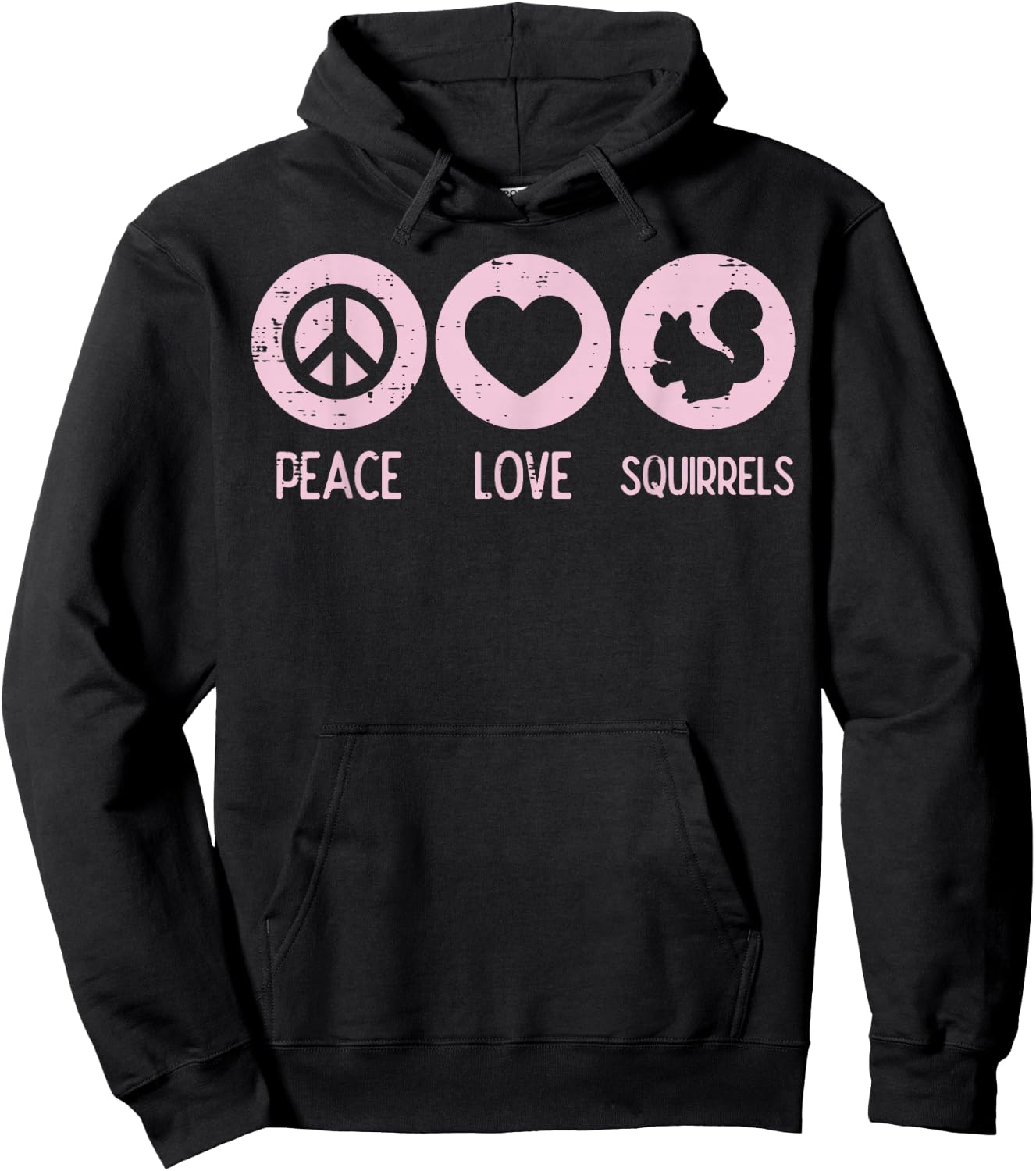 Peace Love Squirrels Cute Rodent Women Girls Kids Toddler Hoodie - Hoodie | Black