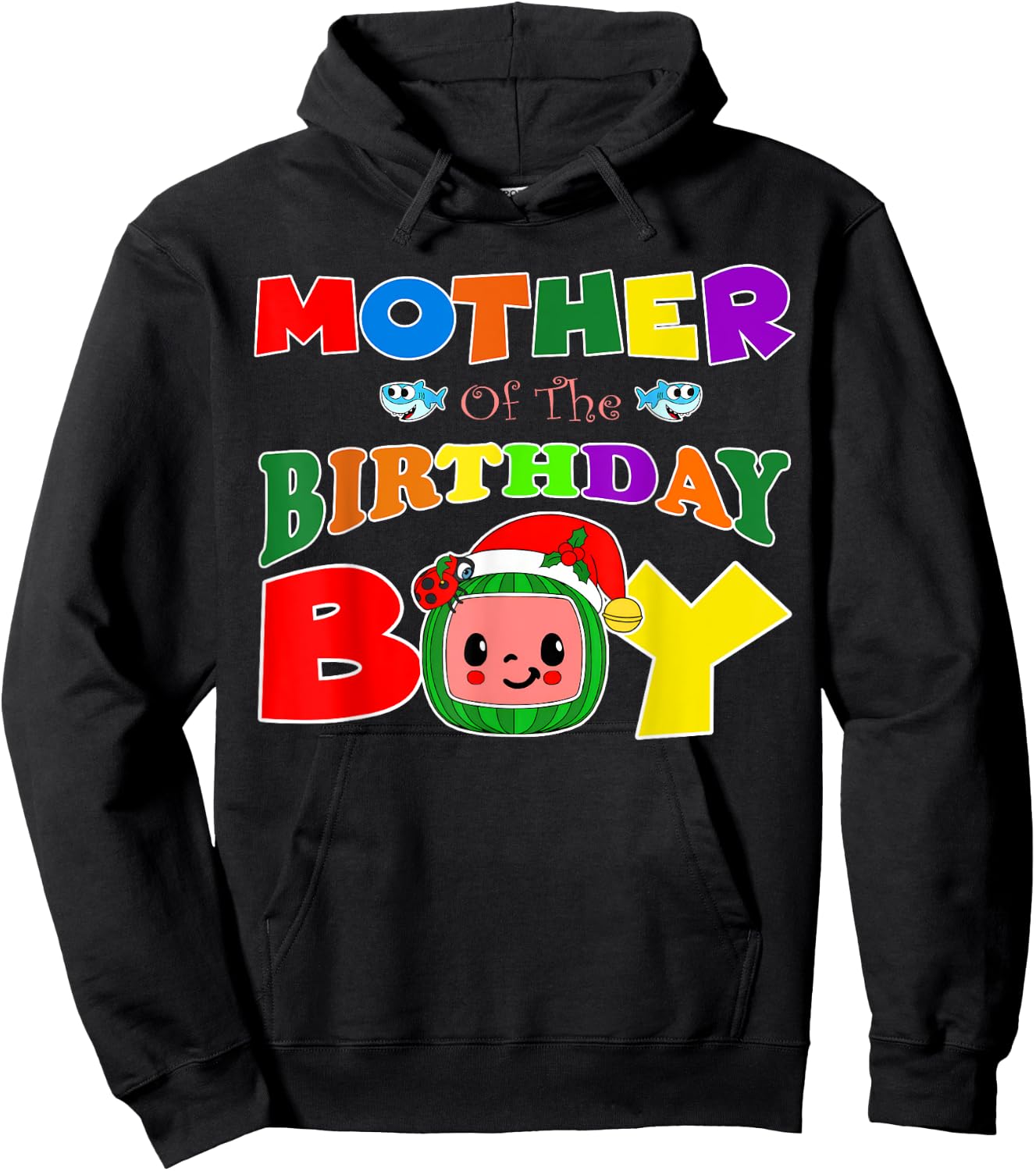 Mother Of The Birthday Boy Funny Melon Family Matching Hoodie - Hoodie | Black