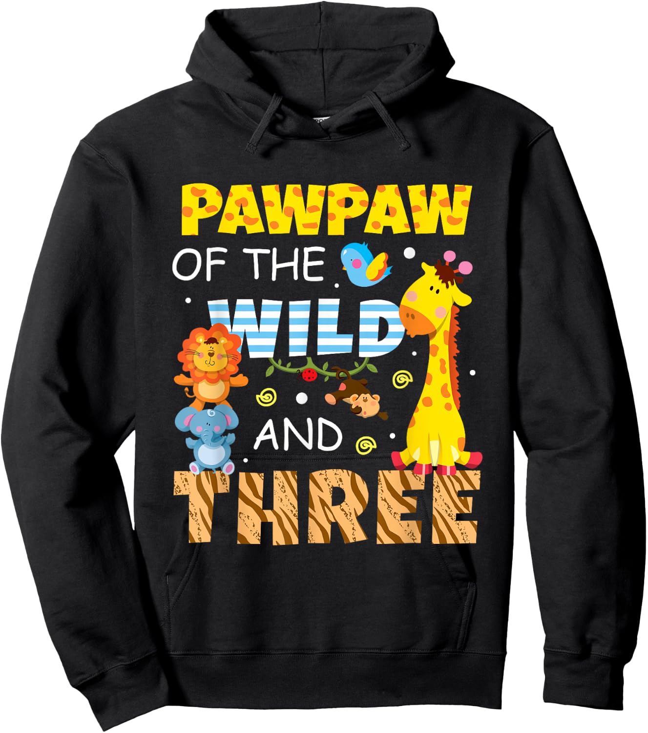 Pawpaw Of The Wild and Three Safari Jungle Zoo Animals Hoodie - Hoodie | Black