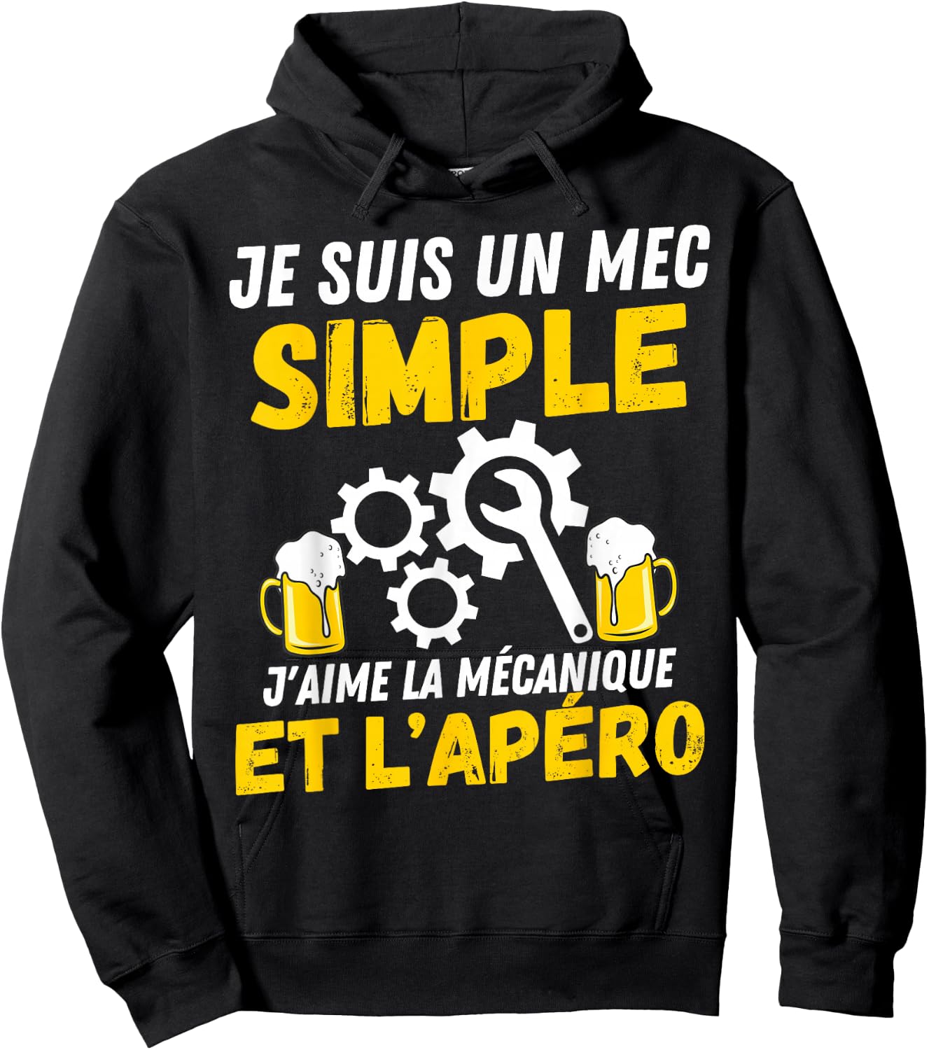 Simple guy J'aime meçanique apèro mechanic humour mechanic , Black, S Hoodie - Hoodie | Black