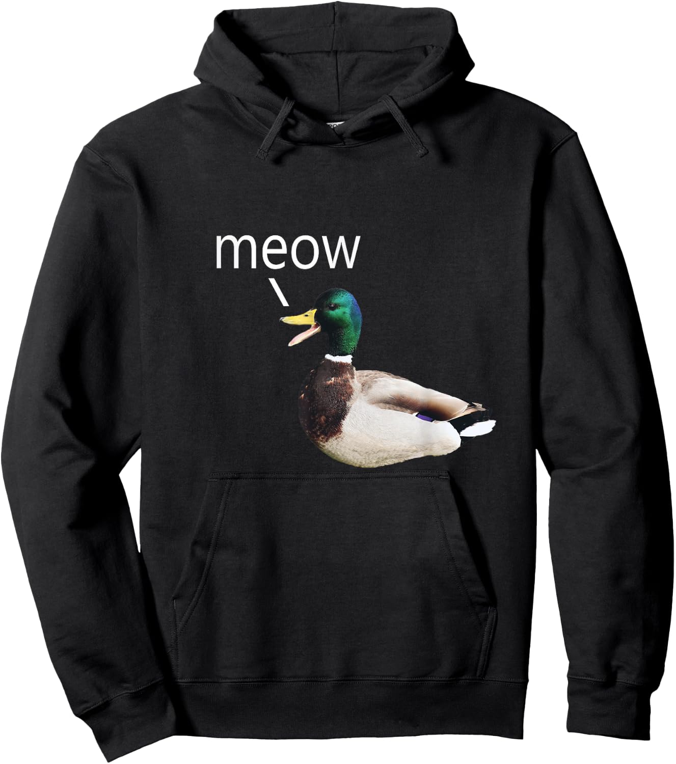 Meow Duck, Ducks Say Meow, Funny Meowing Meme Hoodie - Hoodie | Black