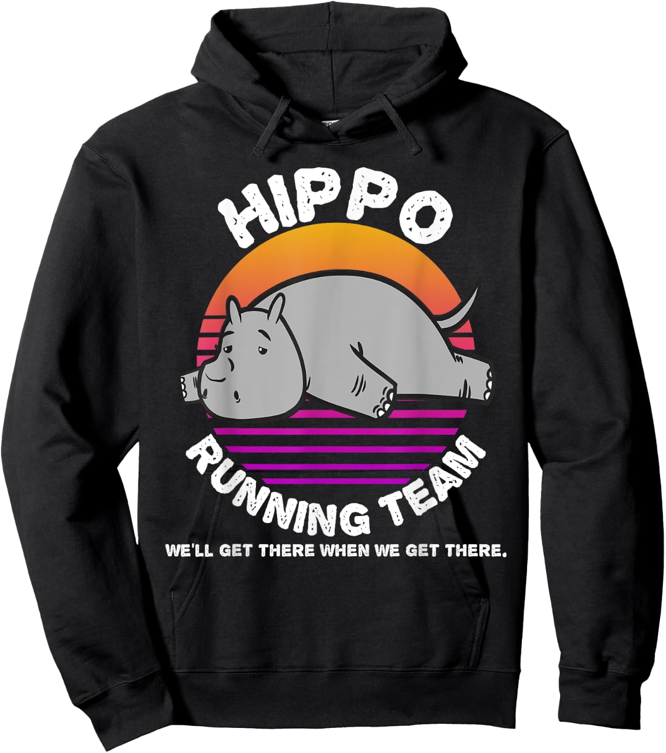 Funny Hippo Running Team Shirt Kids Men Women Gift Hoodie - Hoodie | Black