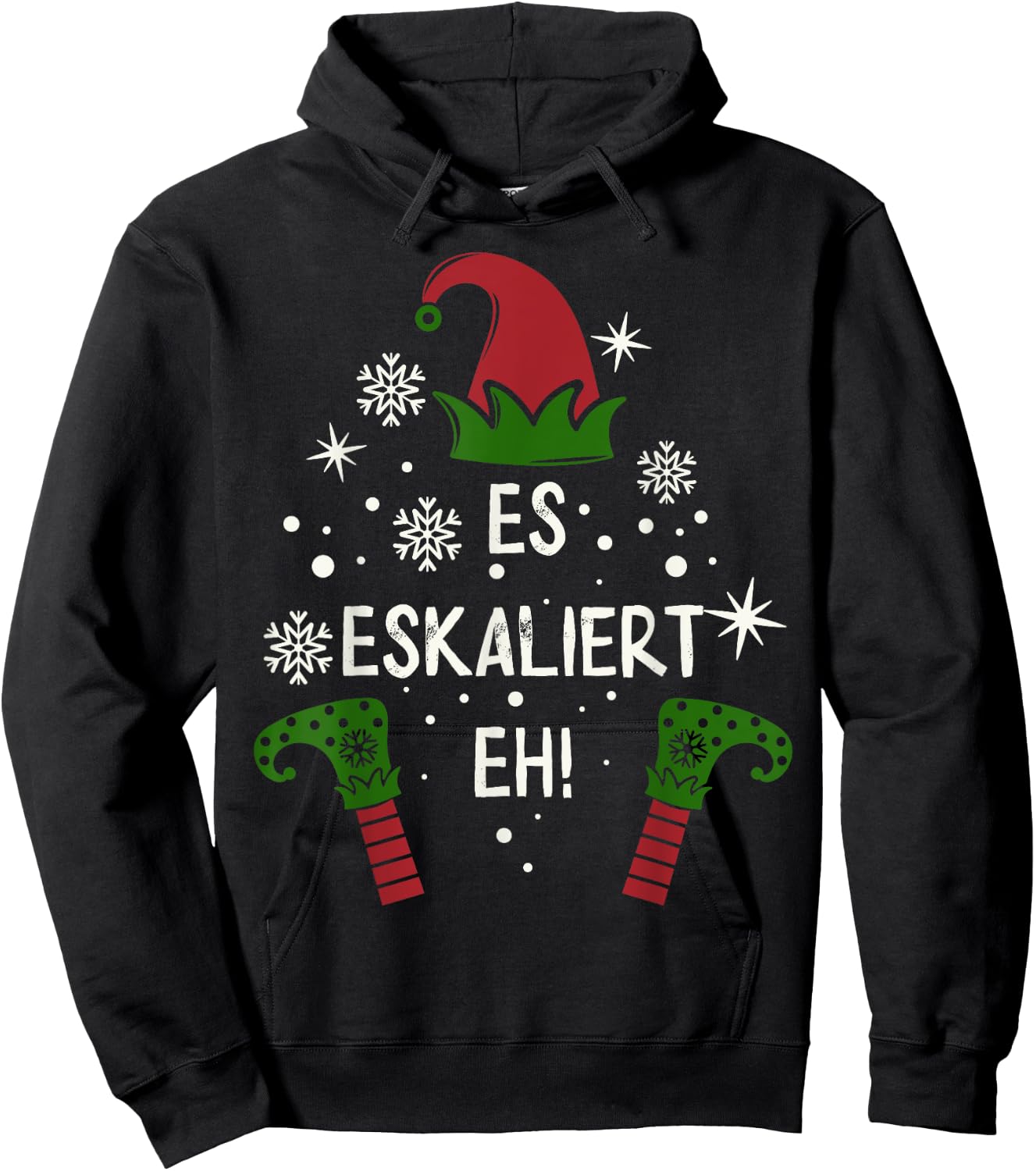 Es Eskaliert Eh! Elfen Familien Partnerlook Weihnachten Hoodie - Hoodie | Black