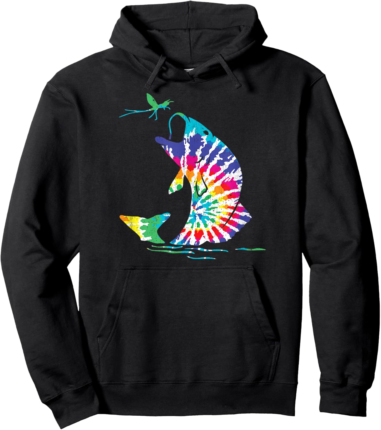 Tye Dye Fly Fishing Trout Bass Hoodie - Hoodie | Black