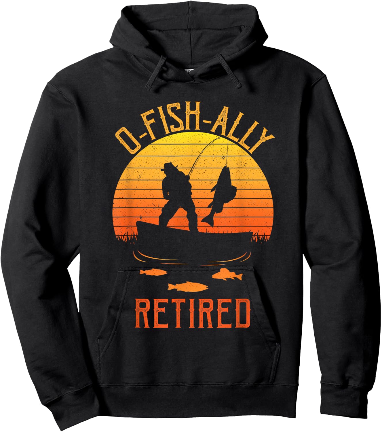 Fisherman, OFishally Retired, Funny Fishing Retirement Dad Hoodie - Hoodie | Black