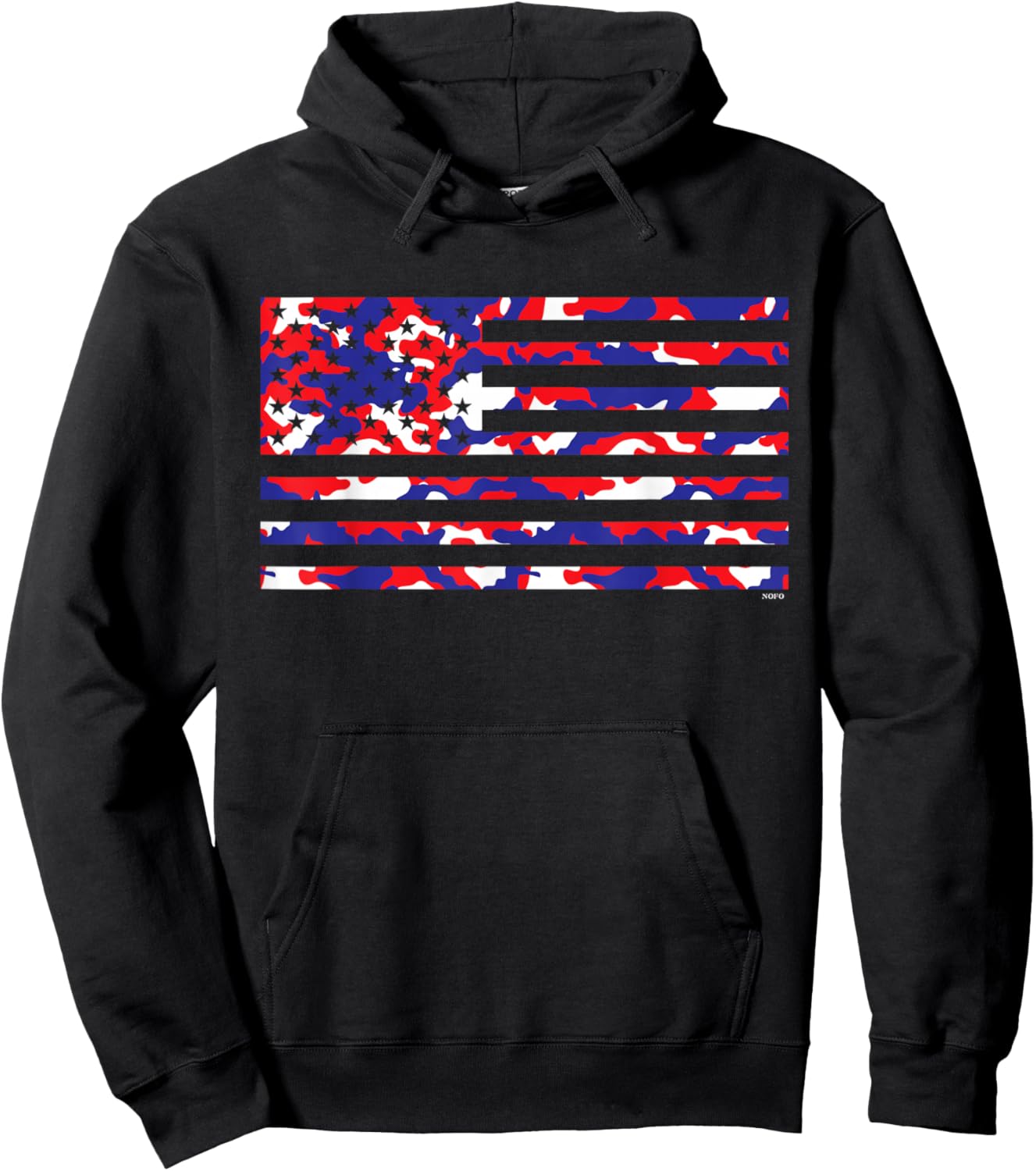 Red White and Blue Camo American Flag USA Hoodie - Hoodie | Black