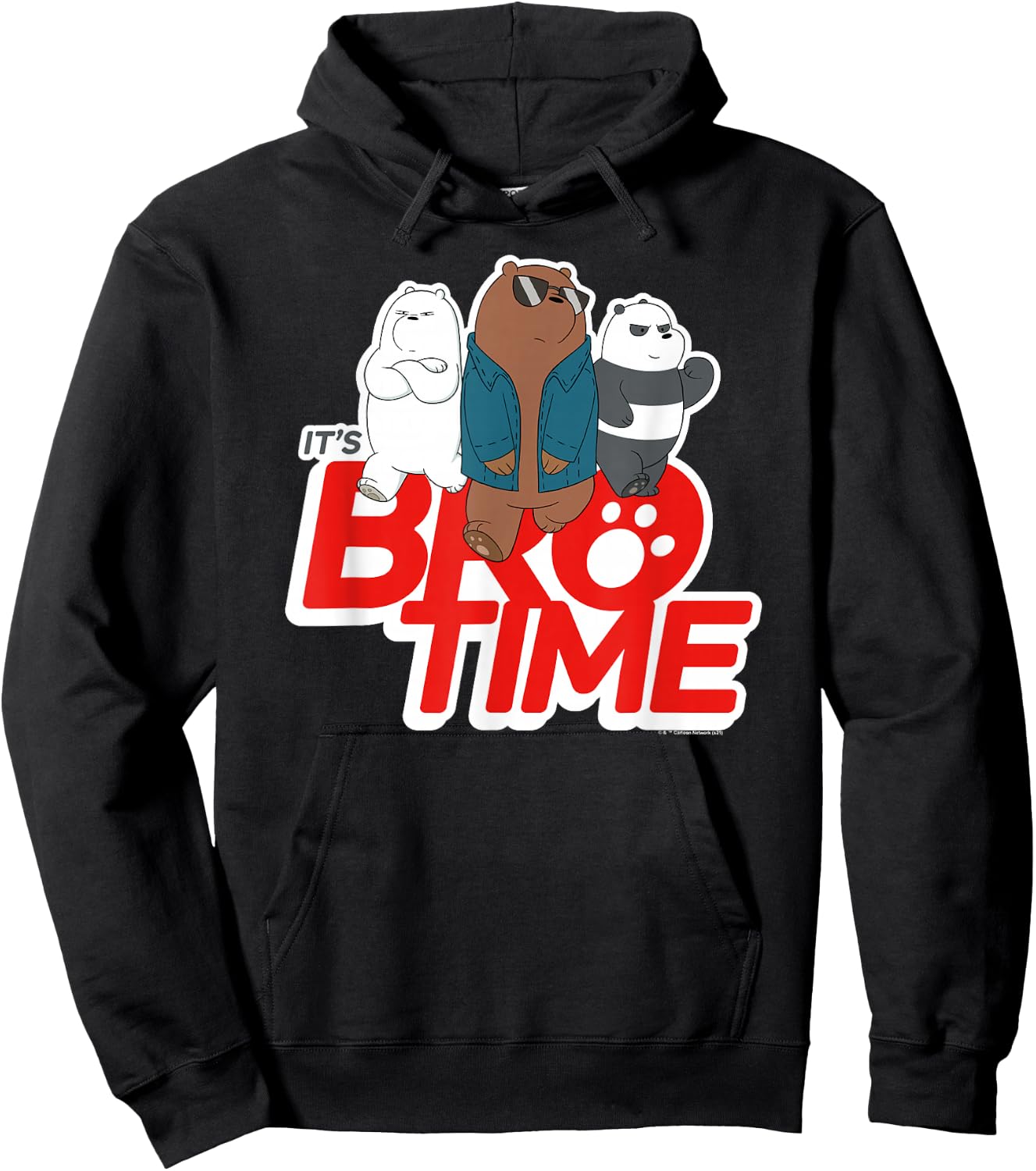 We Bare Bears Grizz Panda Ice Bear It's Bro Time Hoodie - Hoodie | Black