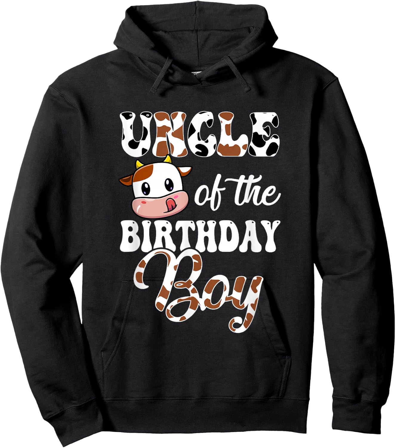 Uncle Of The Birthday Boy Cow Farm 1St Birthday Boy Hoodie - Hoodie | Black
