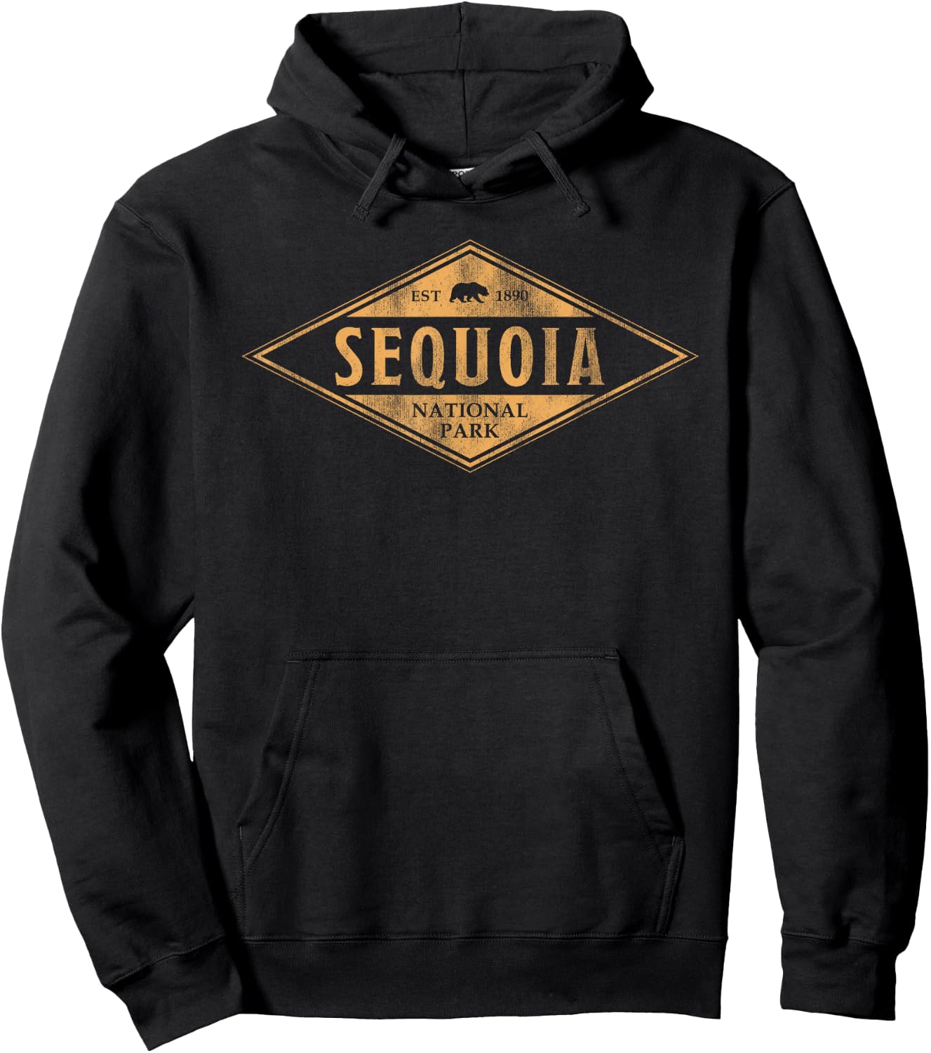 Sequoia National Park Shirt Vintage Bear Hexagon Badge Hike Hoodie - Hoodie | Black