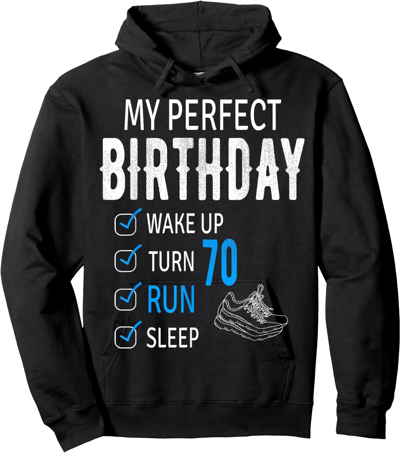Funny Running Design for 70 Years Old Birthday Celebration Hoodie - Hoodie | Black