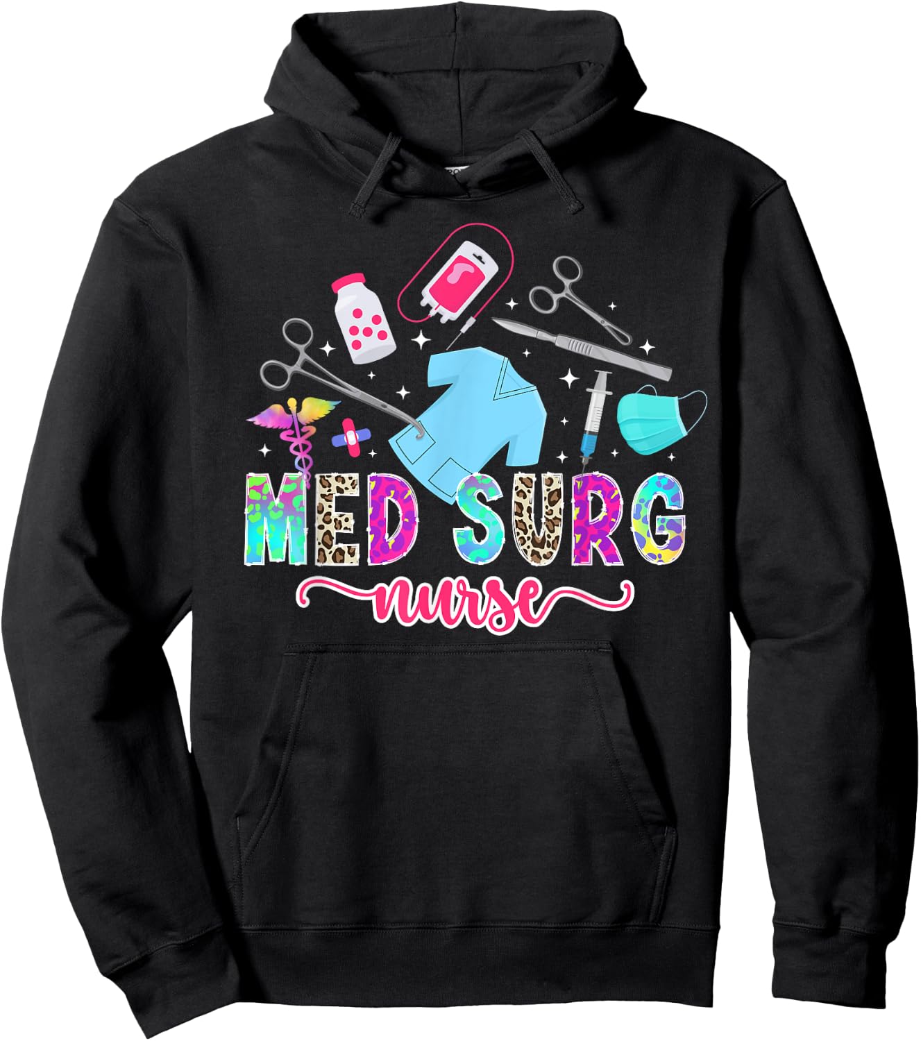 Med Surg Nurse Leopard Medical Surgical Nurse Hoodie - Hoodie | Black