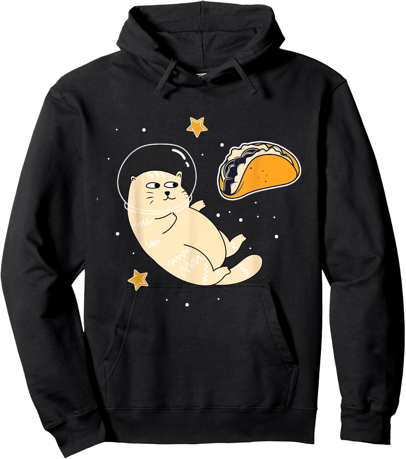 Astronaut Cat in Outer Space | Taco Moon Hoodie - Hoodie | Black