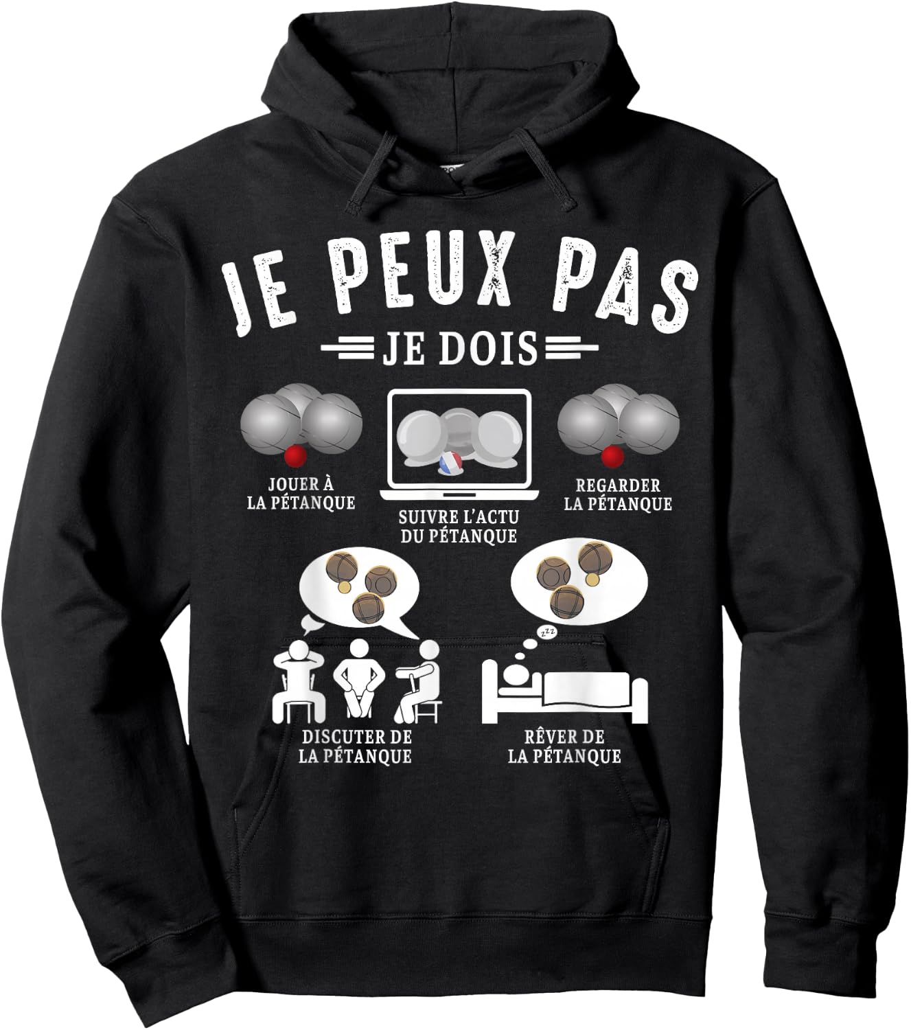 I can not I have the balls Boccia Ball Petanque Funny Hoodie - Hoodie | Black