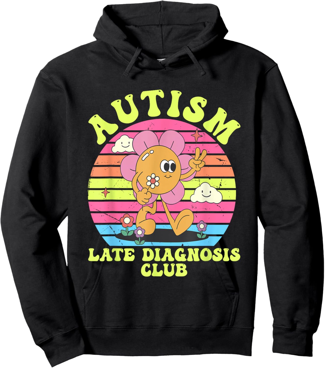 Autism Late Diagnosis Club Funny Groovy Design Hoodie - Hoodie | Black