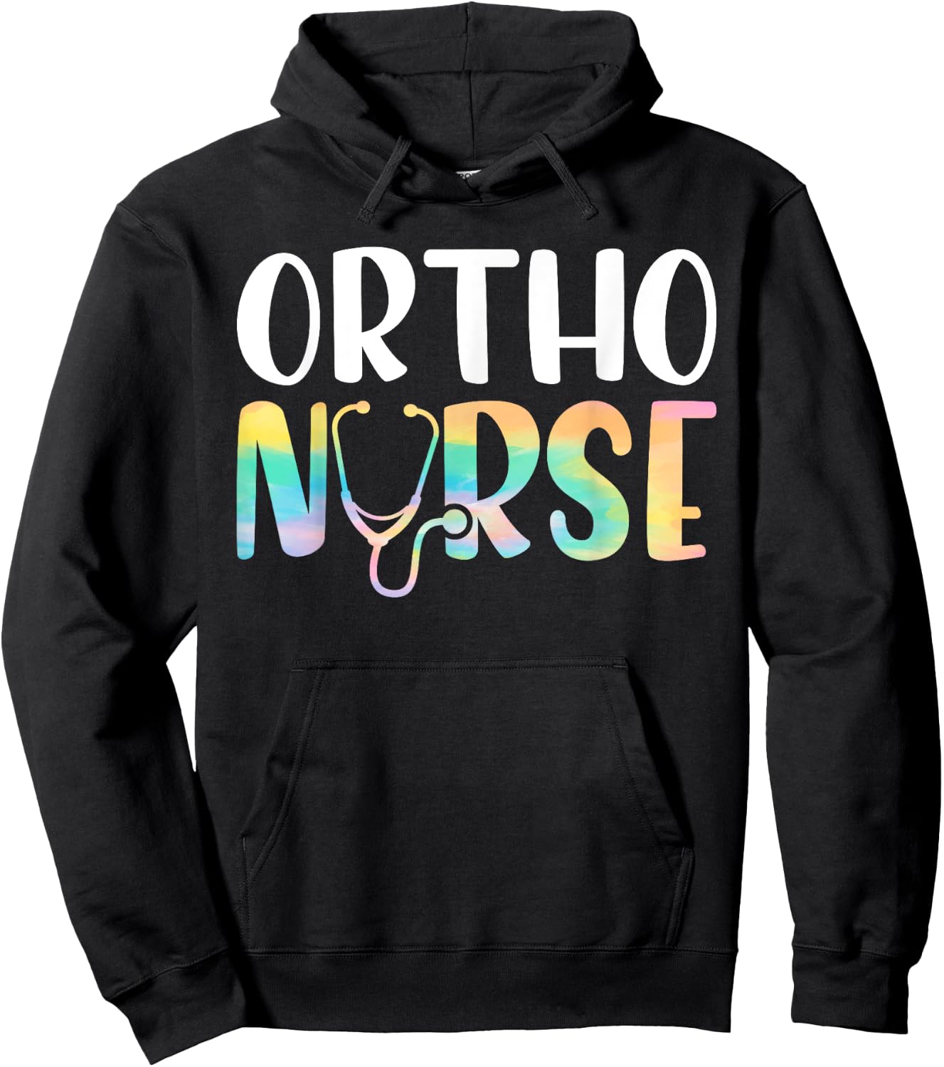 Ortho Nurse Tie Dye Stethoscope Nurse Squad Appreciation Hoodie - Hoodie | Black