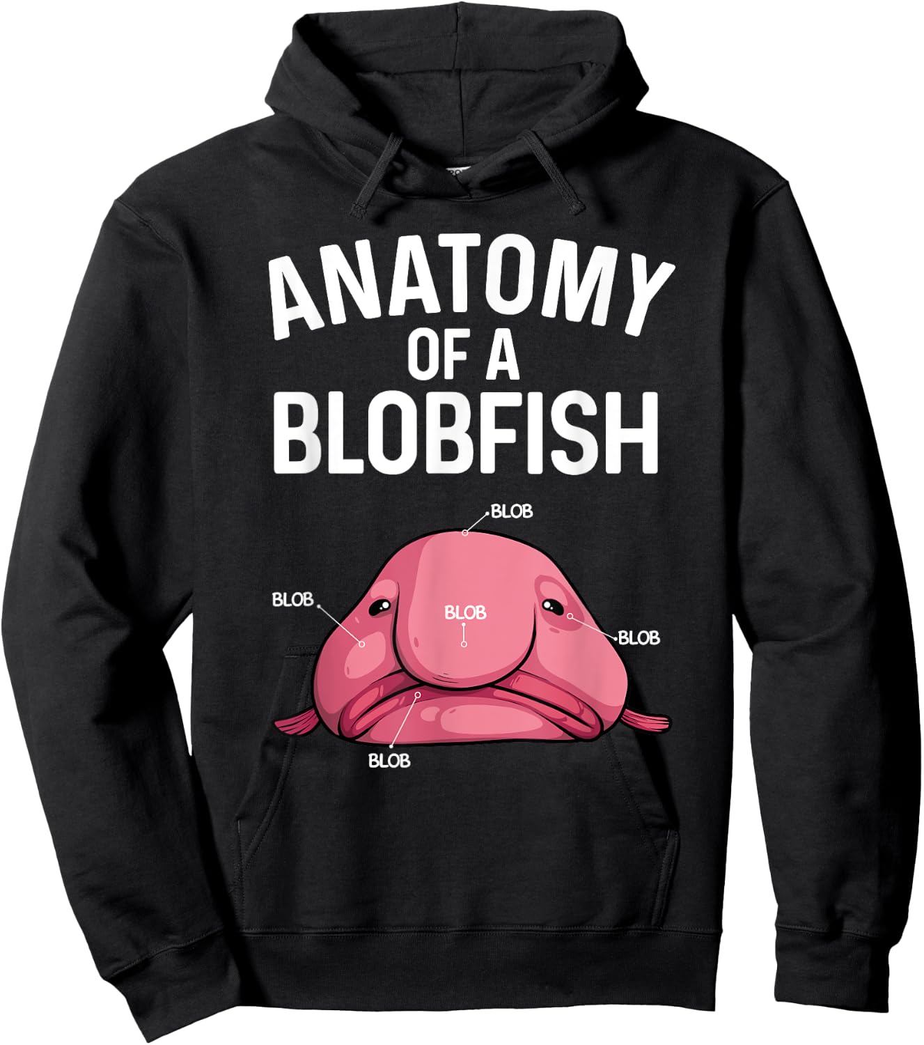 Funny Blobfish Design For Kids Men Women Blob Fish Costume Hoodie - Hoodie | Black