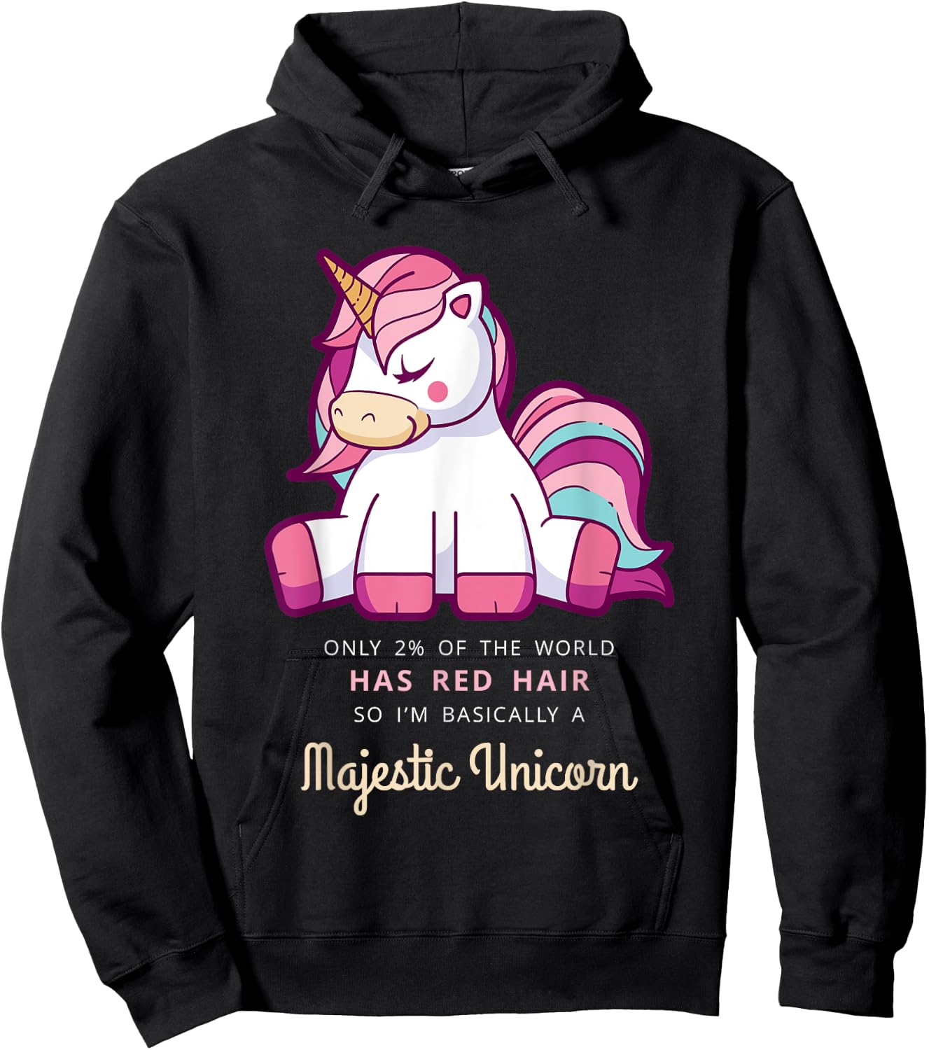 Only 2% Of The World Has Red Hair Majestic Unicorn Hoodie - Hoodie | Black