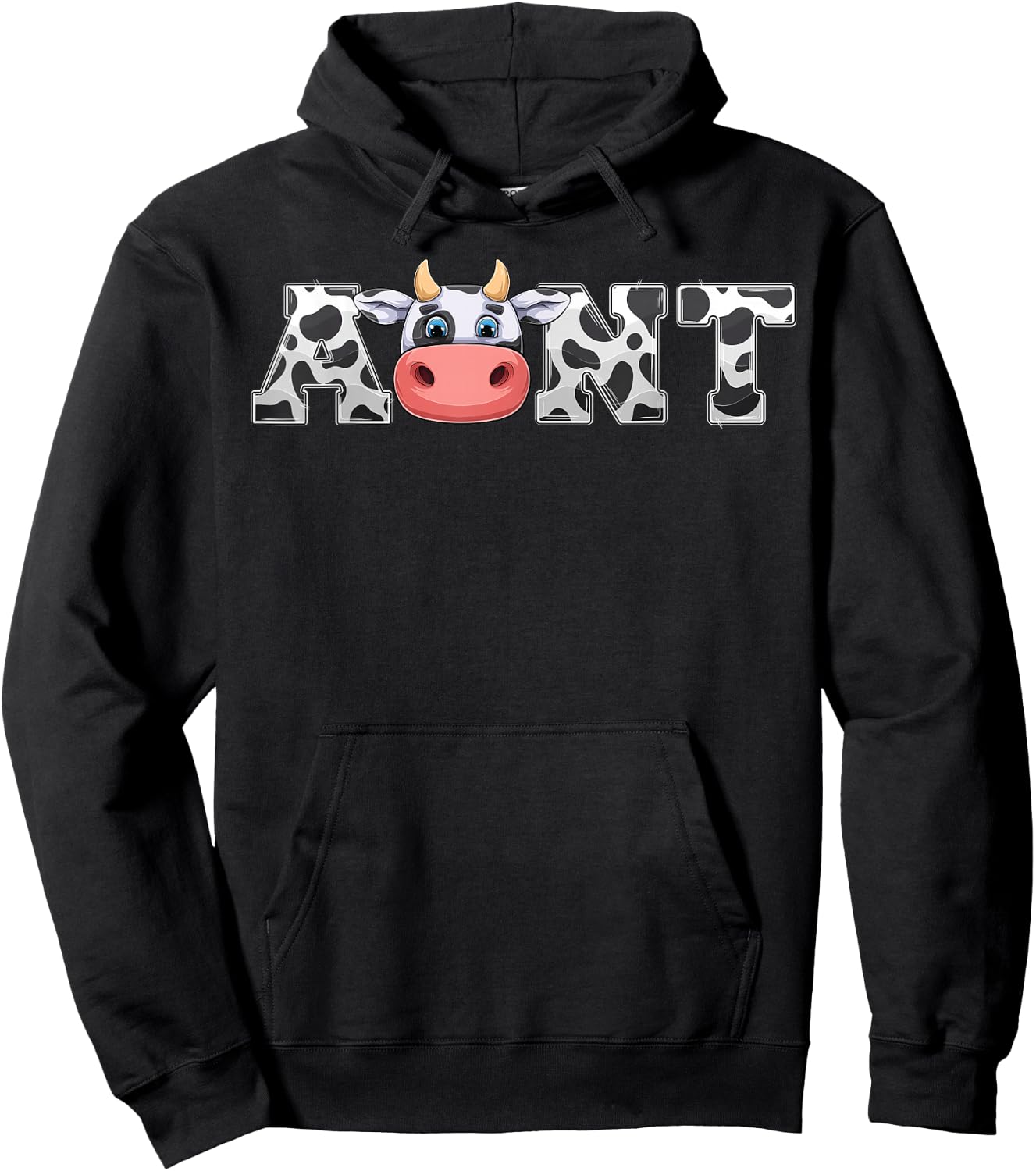Aunt Cow Print Cowboy Animal Pattern Farmer Cow Aunt Hoodie - Hoodie | Black