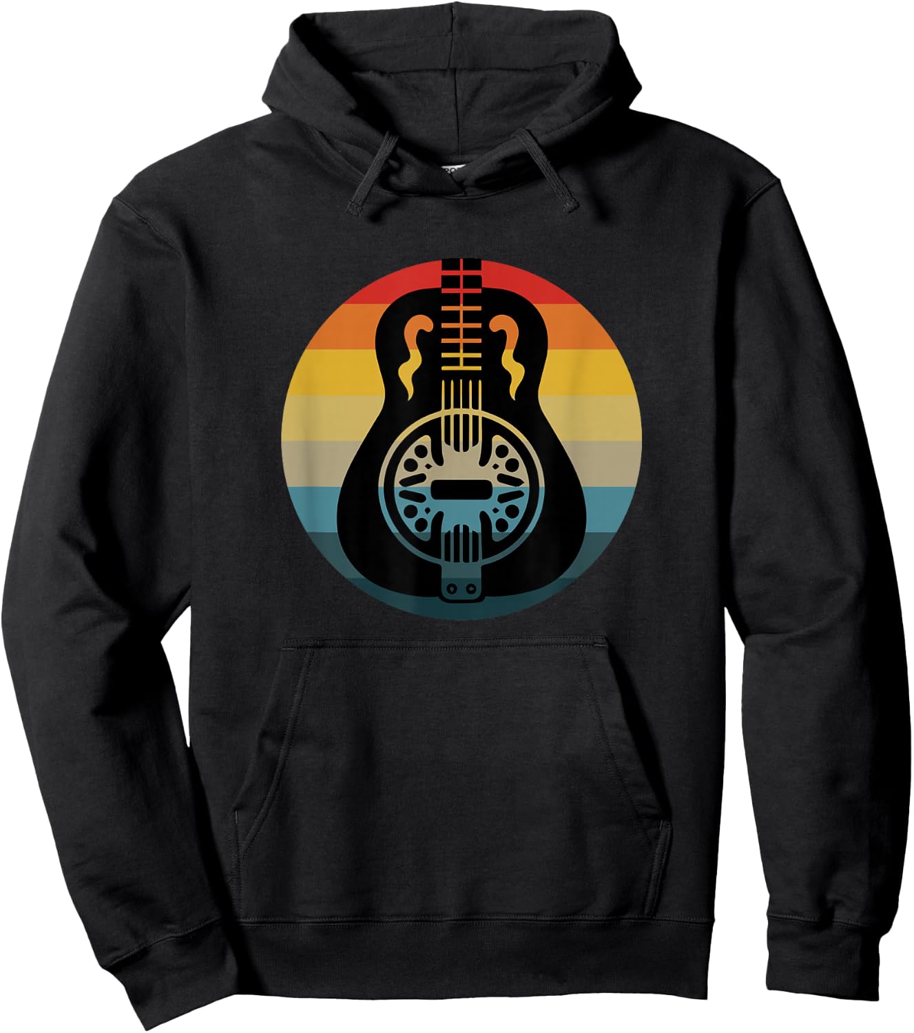 Retro Dobro Resonator Guitar Vintage Sunset Music Lover Hoodie - Hoodie | Black