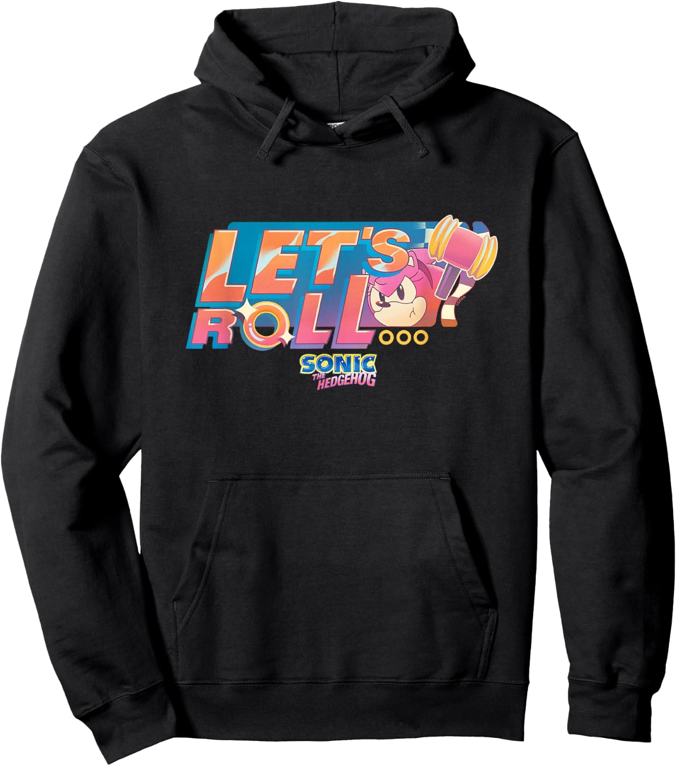 Sonic The Hedgehog Let's Roll Amy Rose Vintage Hoodie - Hoodie | Black
