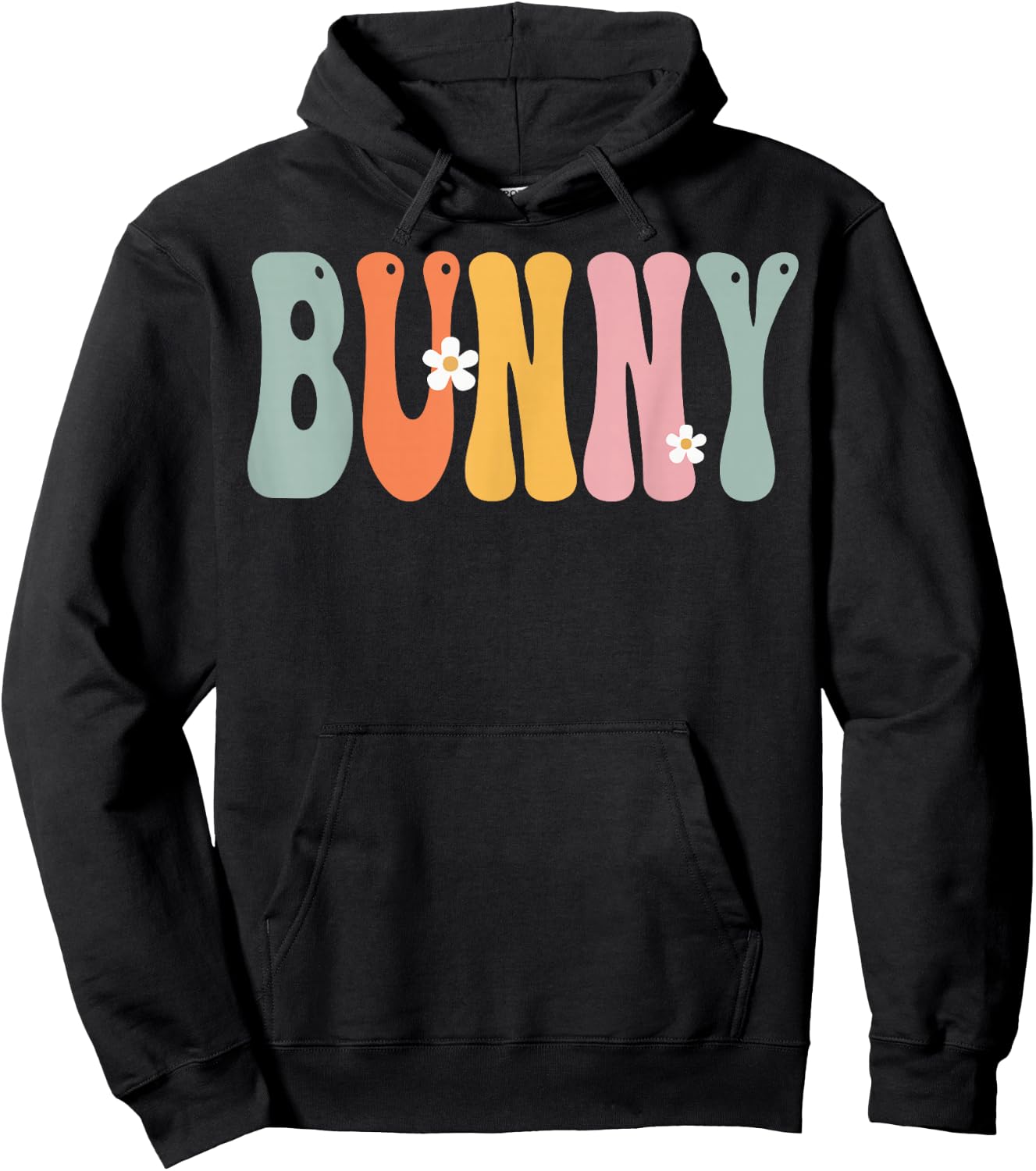 BUNNY Retro Groovy Print Mom Cute Mother's Day Funny Grandma Hoodie - Hoodie | Black