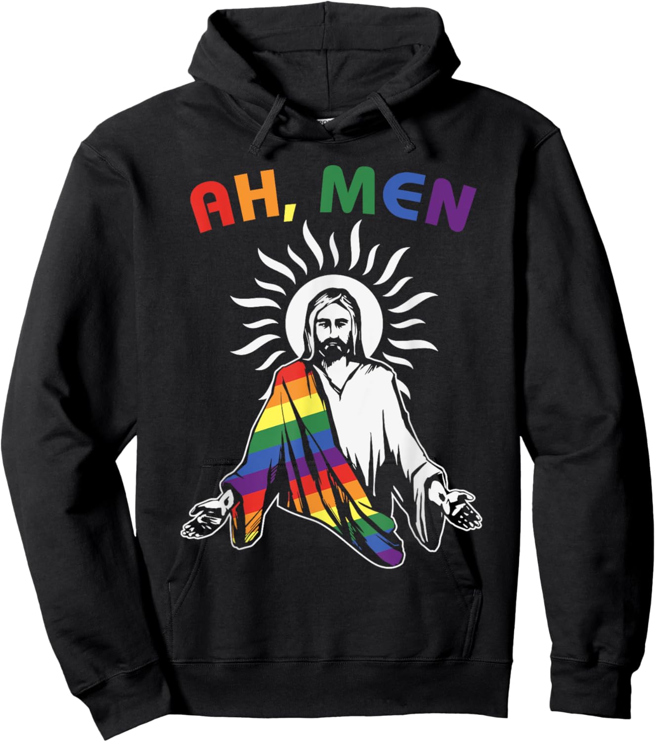 Ah Men Funny Flag LGBT Gay Pride Jesus Freedom , Black, S Hoodie - Hoodie | Black
