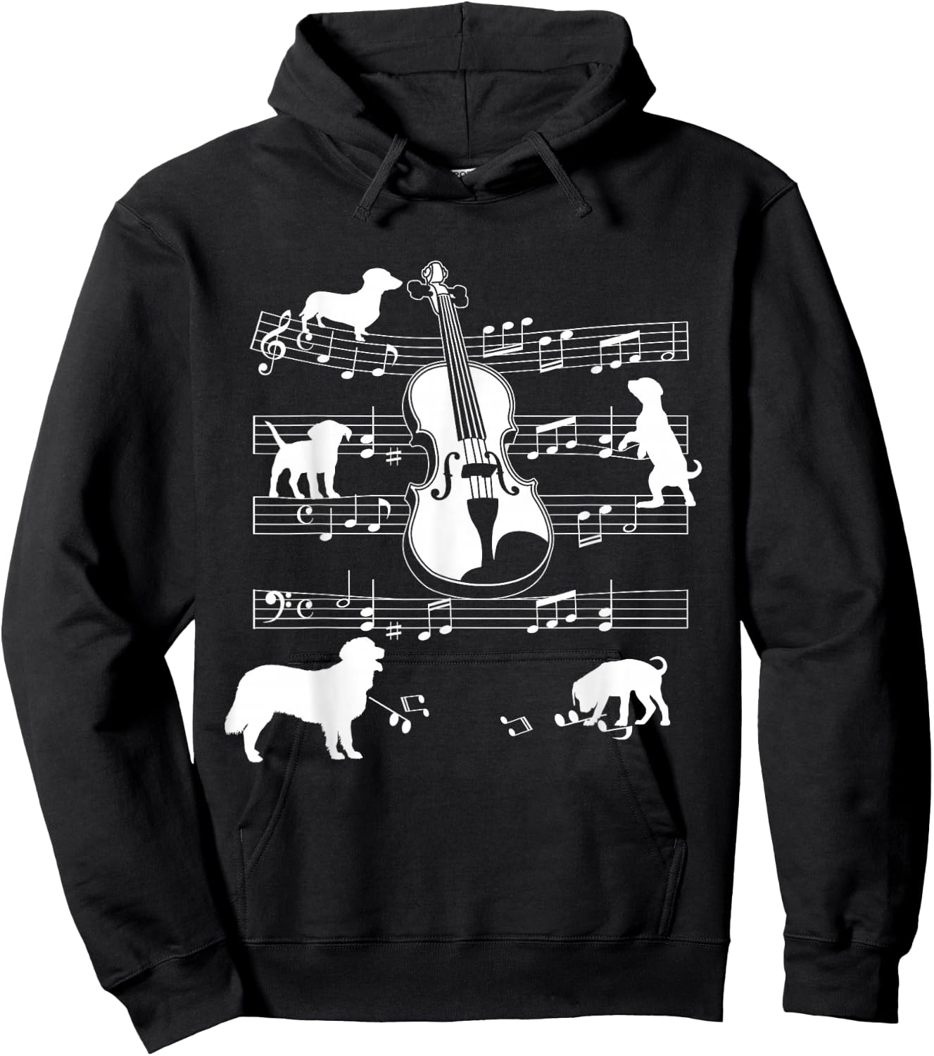 Violin Player Dog for Violinist Dogs and Violin Hoodie - Hoodie | Black
