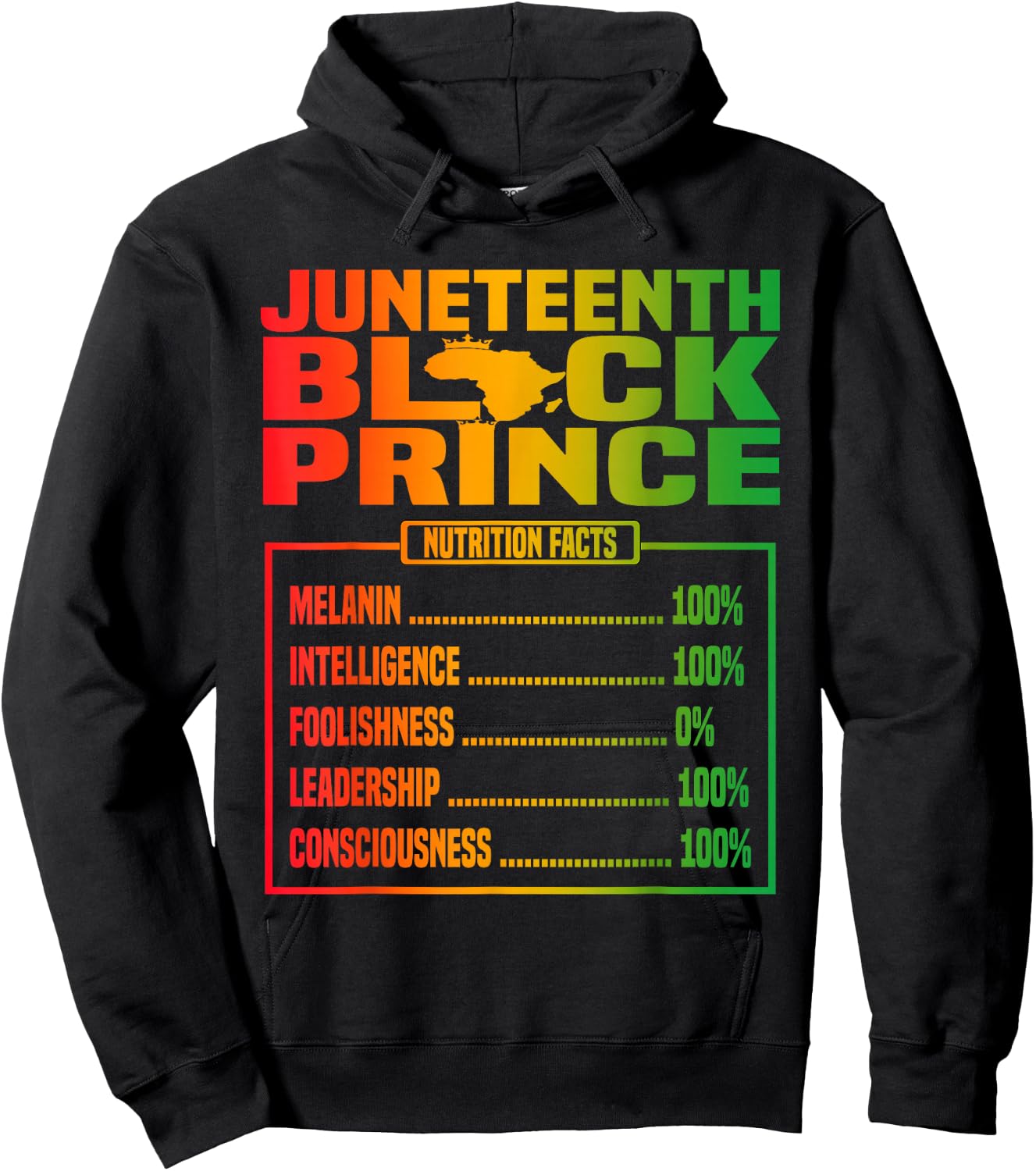 Juneteenth Kids Black Prince Nutritional Facts Freedom Day Hoodie - Hoodie | Black