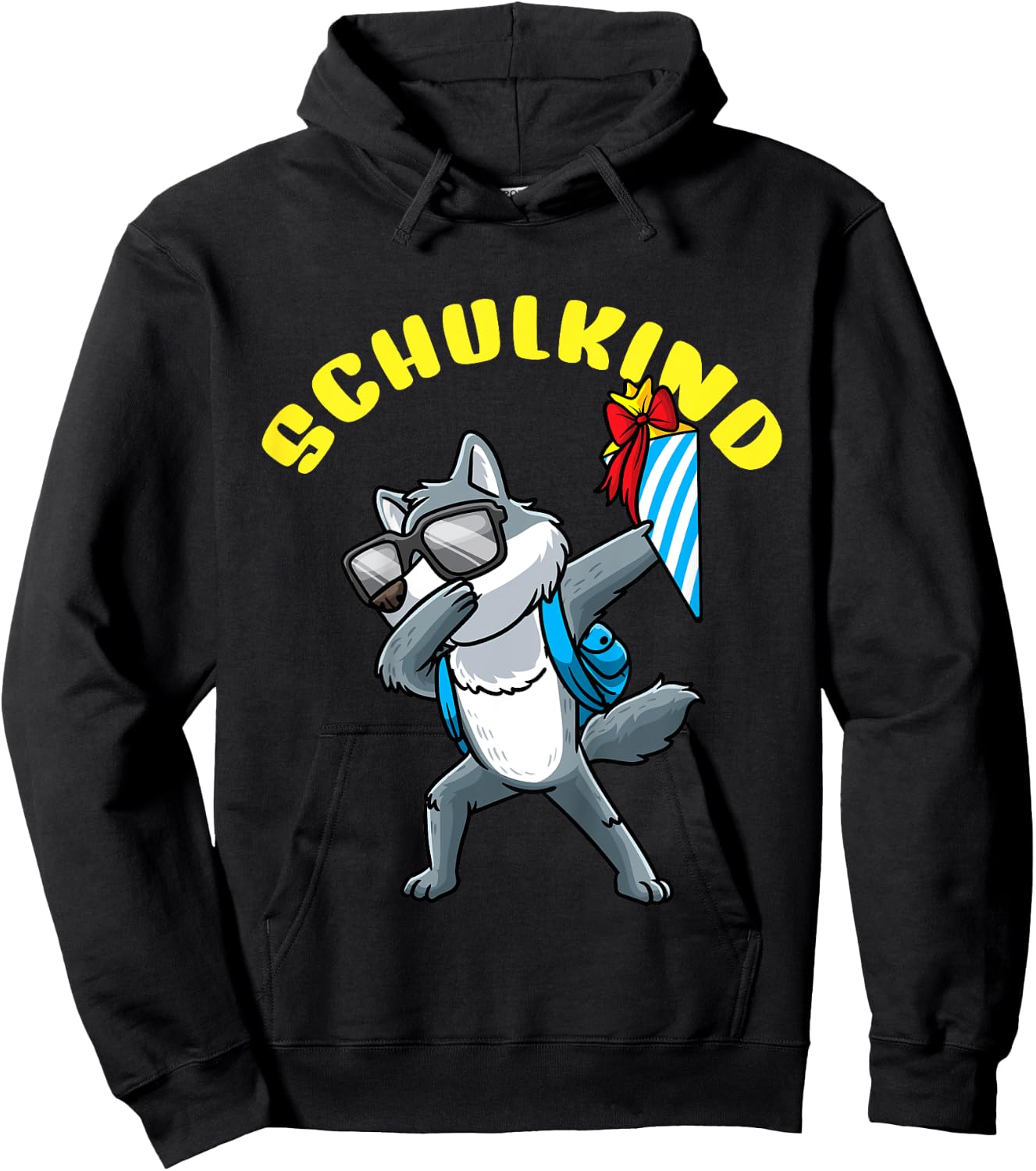 Kinder Einschulung Schulkind Schultüte Wolf Schulanfang Hoodie - Hoodie | Black
