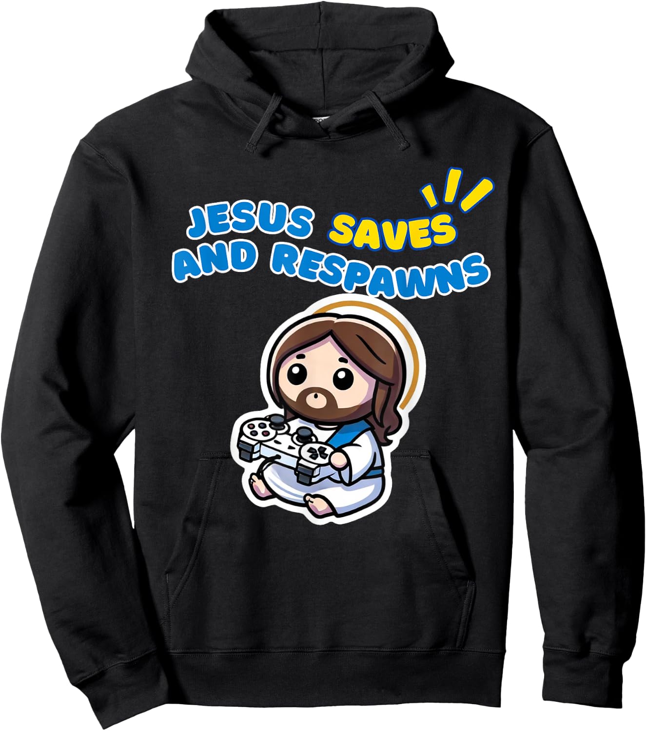 Jesus Respawns Chibi Kawaii Christian Gamer Hoodie - Hoodie | Black