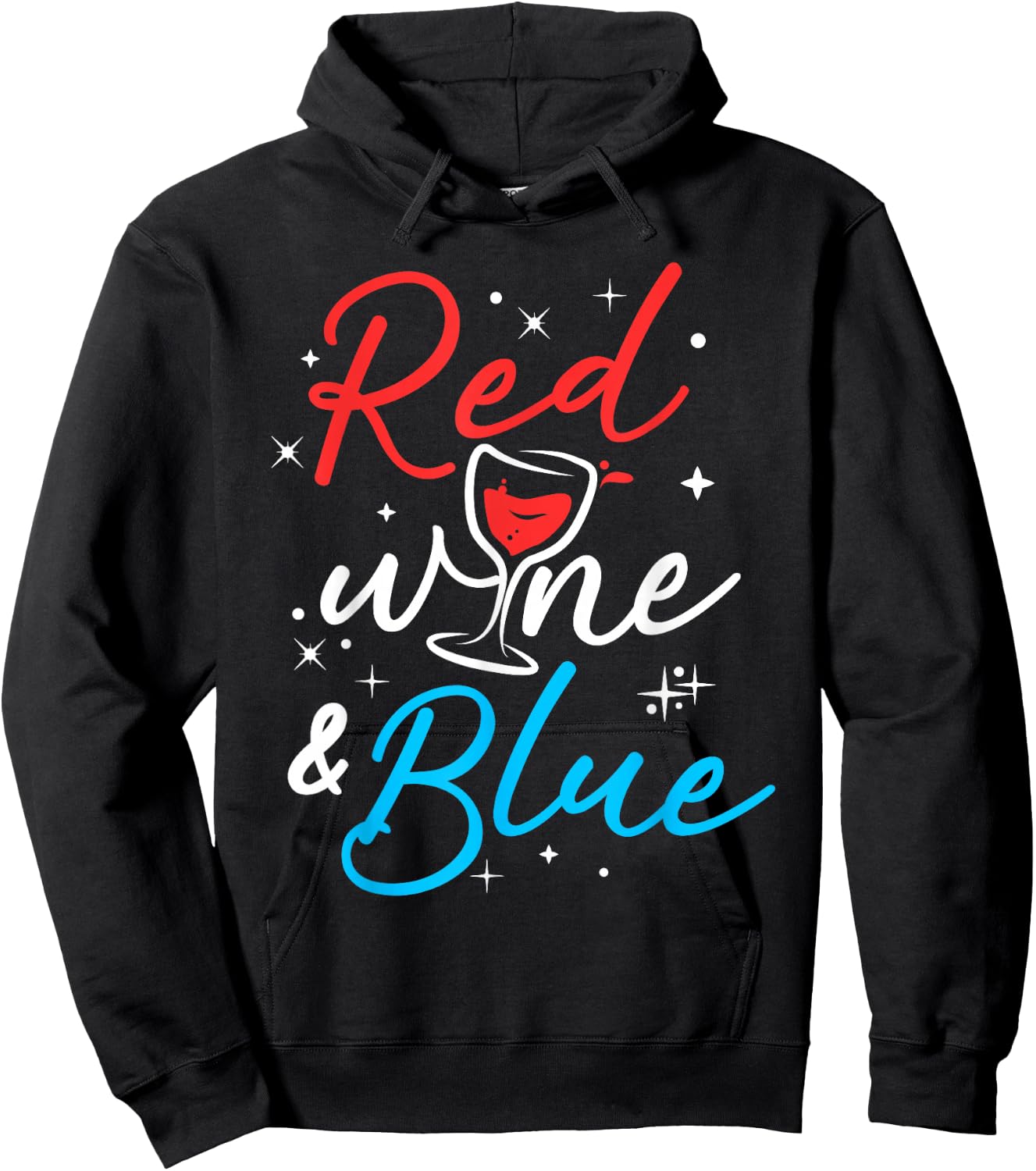 4th July Wine Lover Red Wine And Blue Hoodie - Hoodie | Black