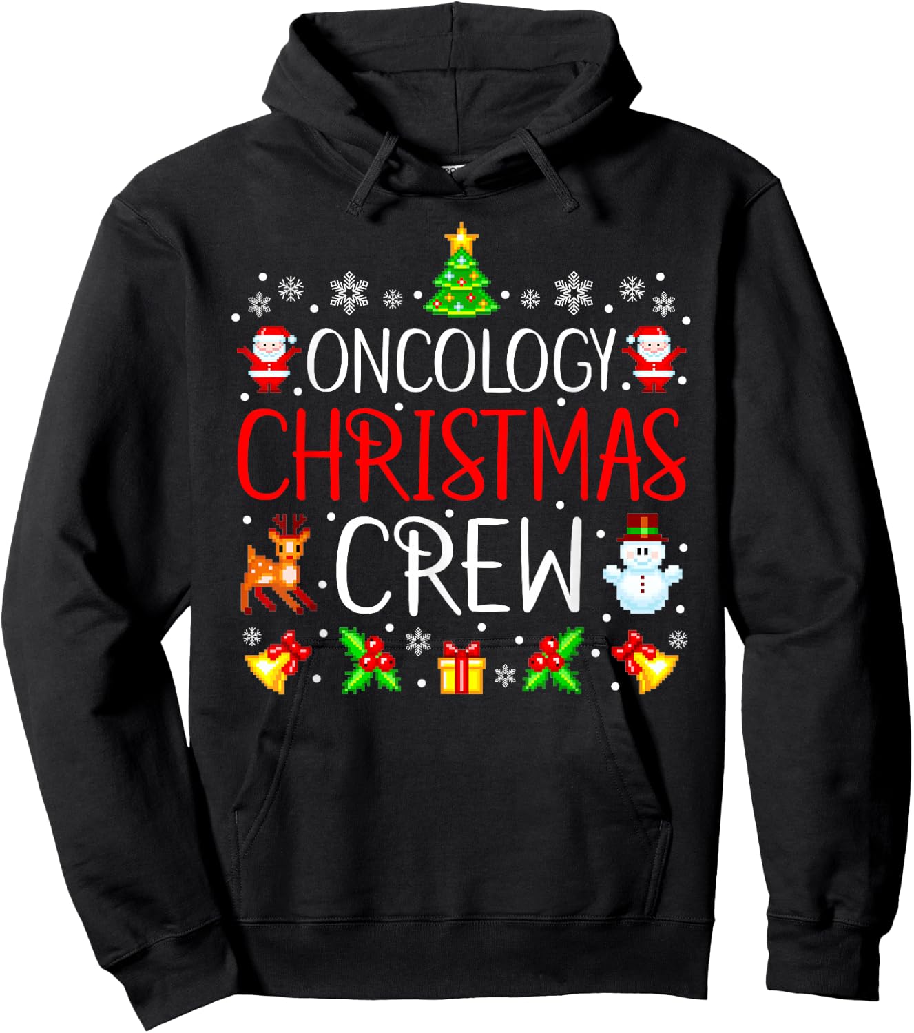 Oncology Nurse Christmas Crew Matching Xmas Oncologist Hoodie - Hoodie | Black